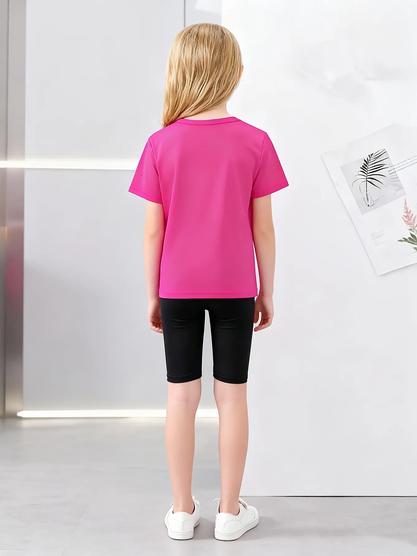 Detail view of Girls Cartoon Graphic T-Shirt and Biker Shorts Set by LUNORIANA