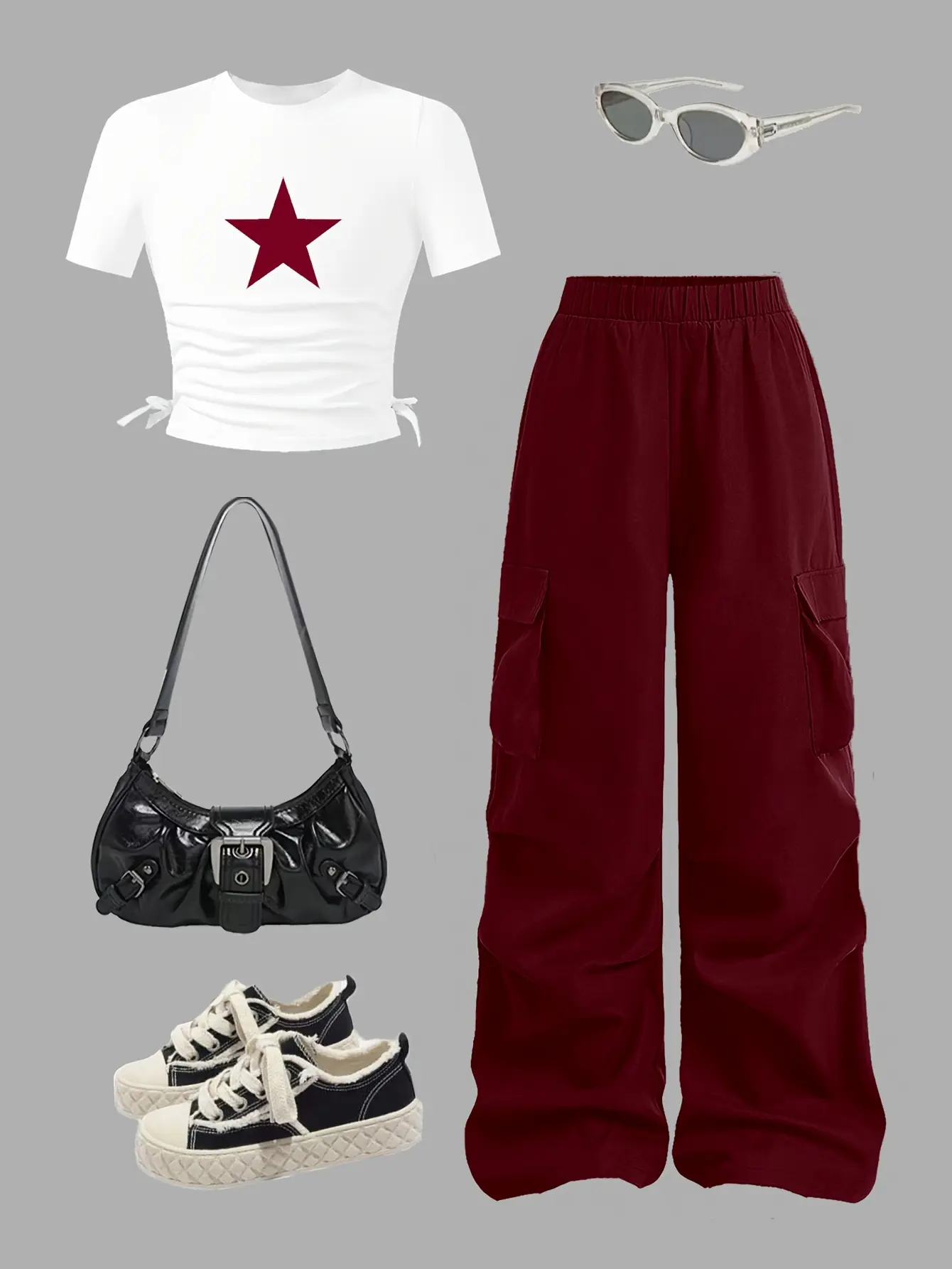 Detail 6 of Girls Pocket Cargo Pants and Crew Neck T-Shirt Set by LUNORIANA