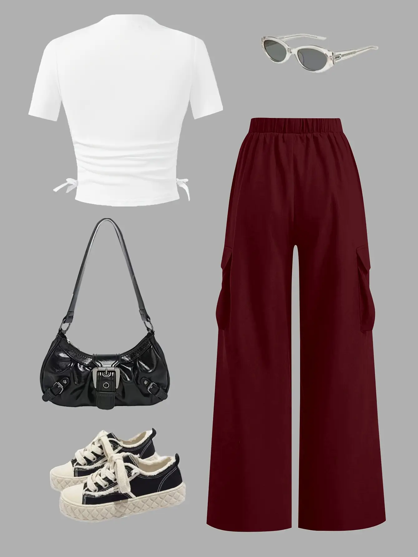 Detail 2 of Girls Pocket Cargo Pants and Crew Neck T-Shirt Set by LUNORIANA