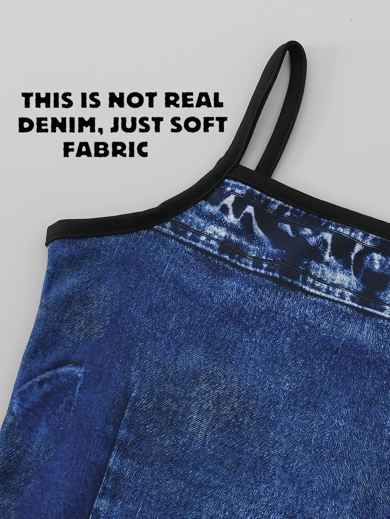 Detail 3 of Girls Denim Print Cami Top and Mini Skirt Set by LUNORIANA