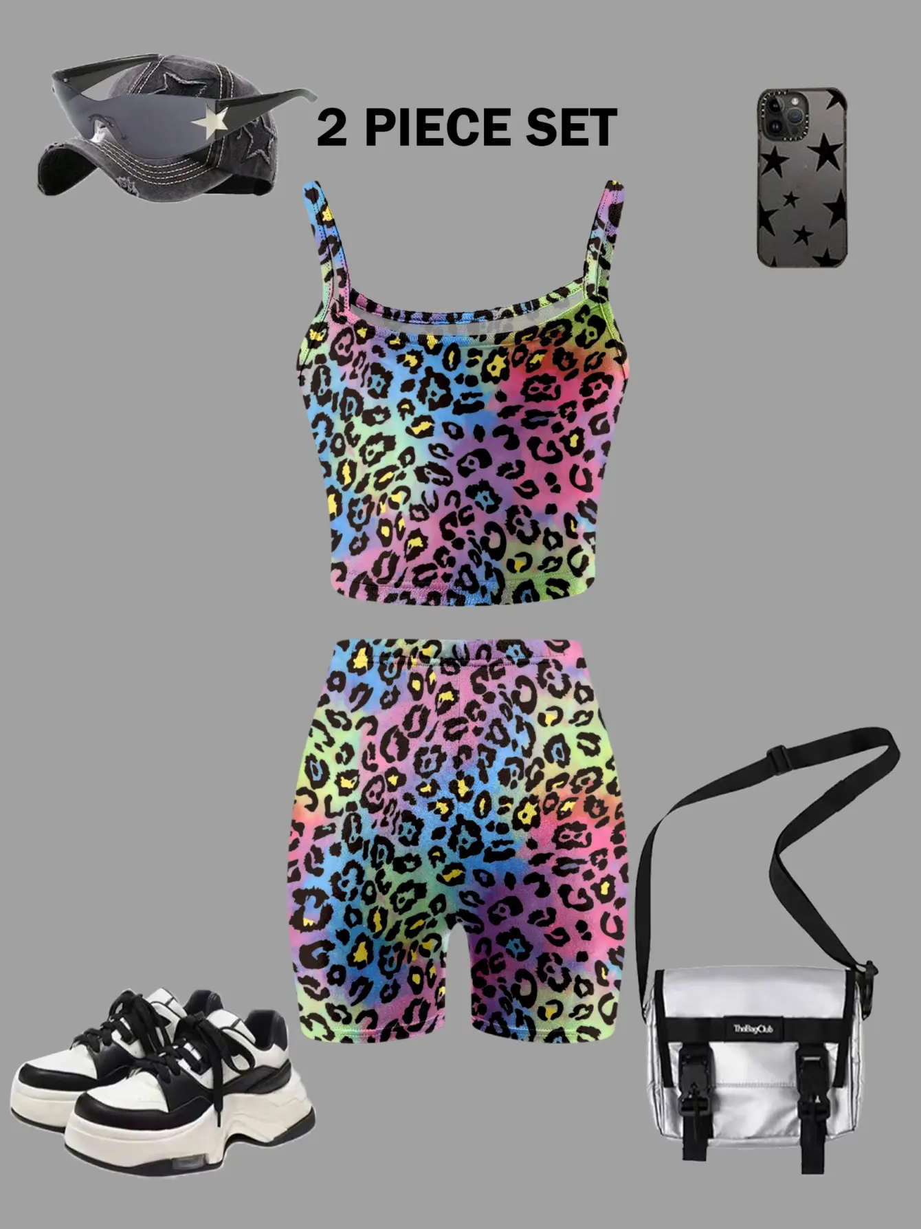 Detail 2 of Girls Classic Leopard Letter Tank and Biker Shorts Set by LUNORIANA