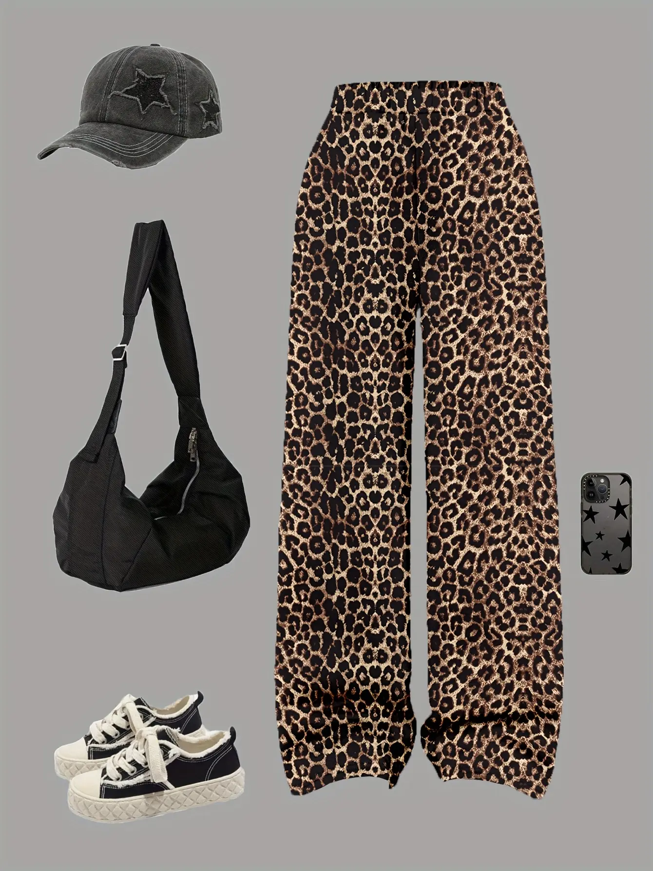 Detail 4 of Girls Relaxed Top and Leopard Wide Leg Pants Set by LUNORIANA