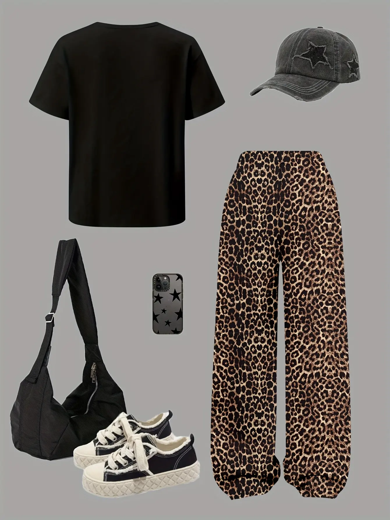 Detail 1 of Girls Relaxed Top and Leopard Wide Leg Pants Set by LUNORIANA
