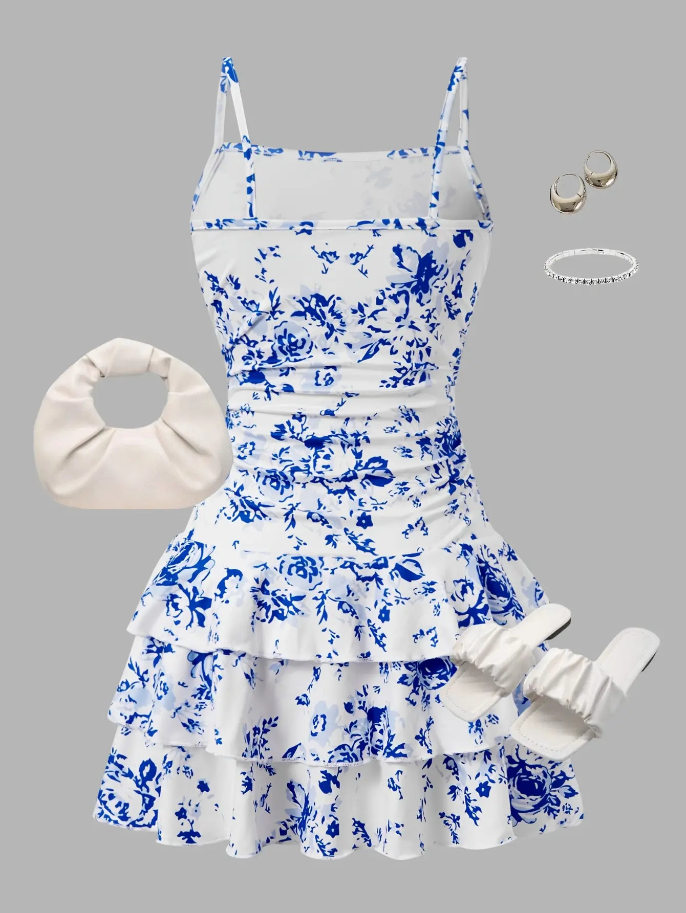 Detail 2 of Girls Floral Bow Ruffle Cami Dress by LUNORIANA
