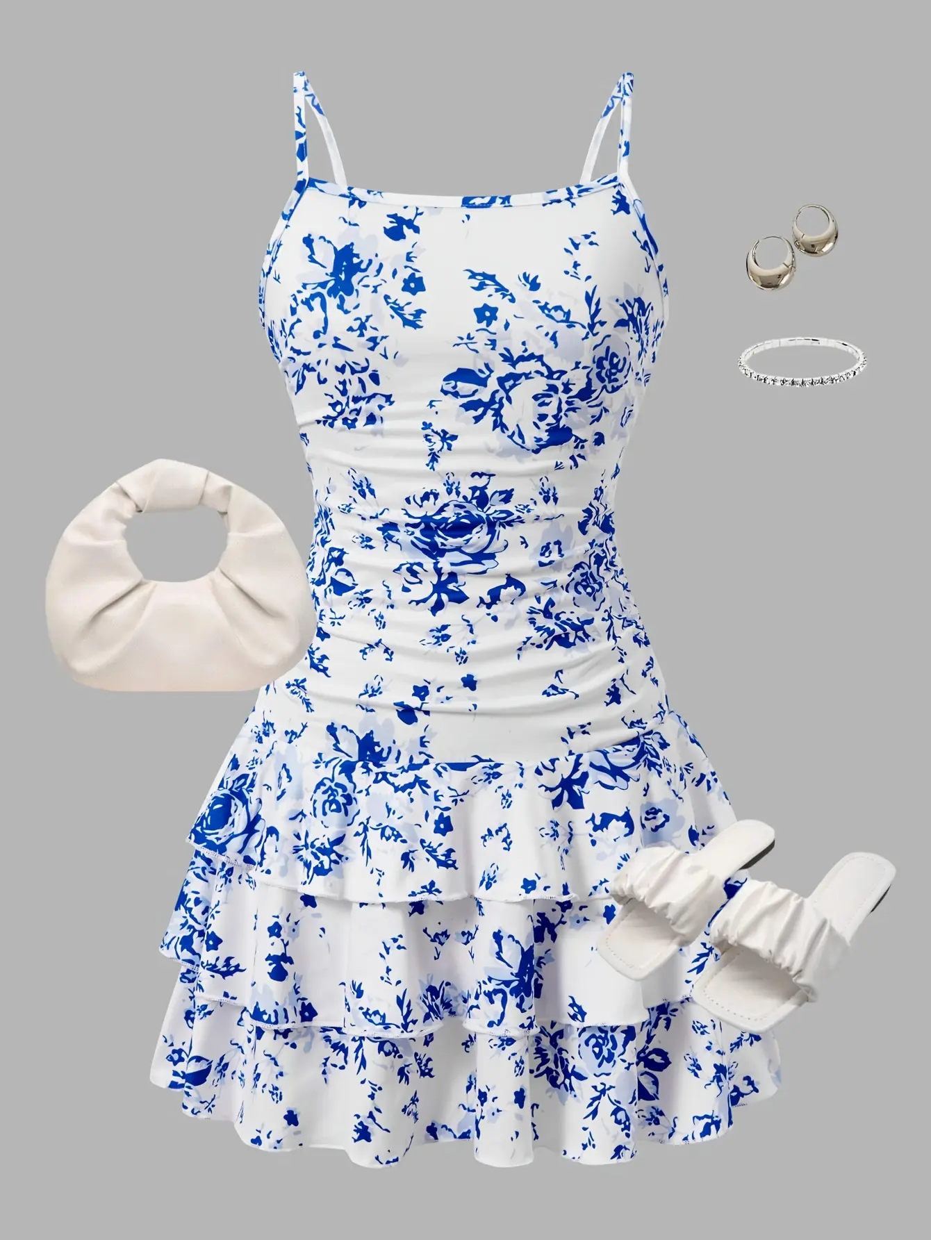 Detail 3 of Girls Floral Bow Ruffle Cami Dress by LUNORIANA