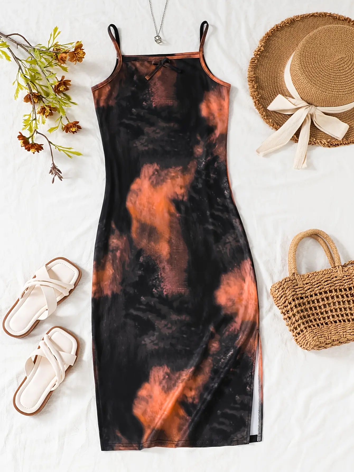 Detail 2 of Girls Tie Dye Split Hem Cami Maxi Dress by LUNORIANA