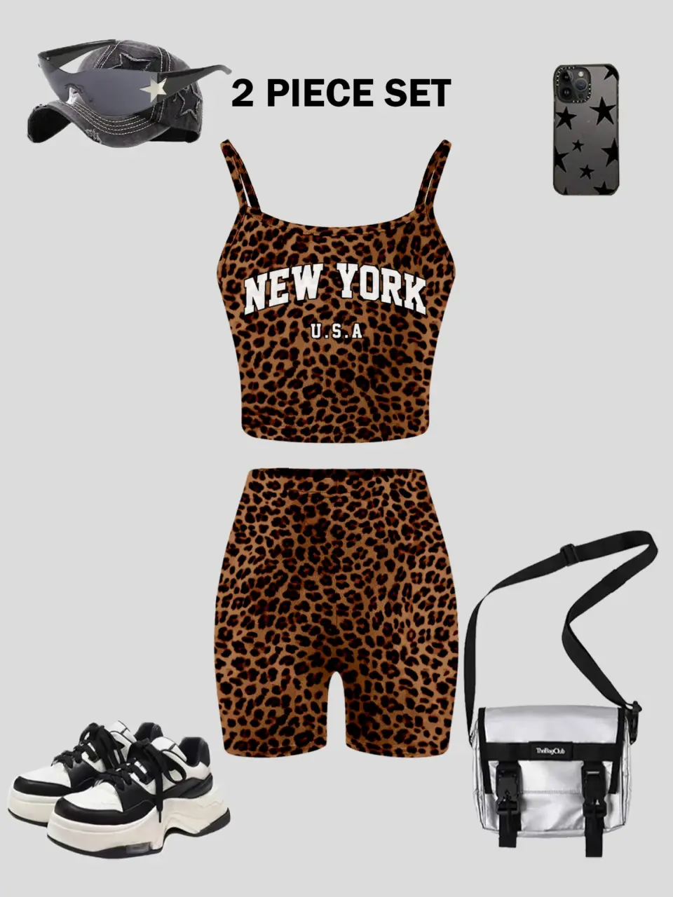 Girls Y2K Leopard Cami and Biker Shorts Set by LUNORIANA