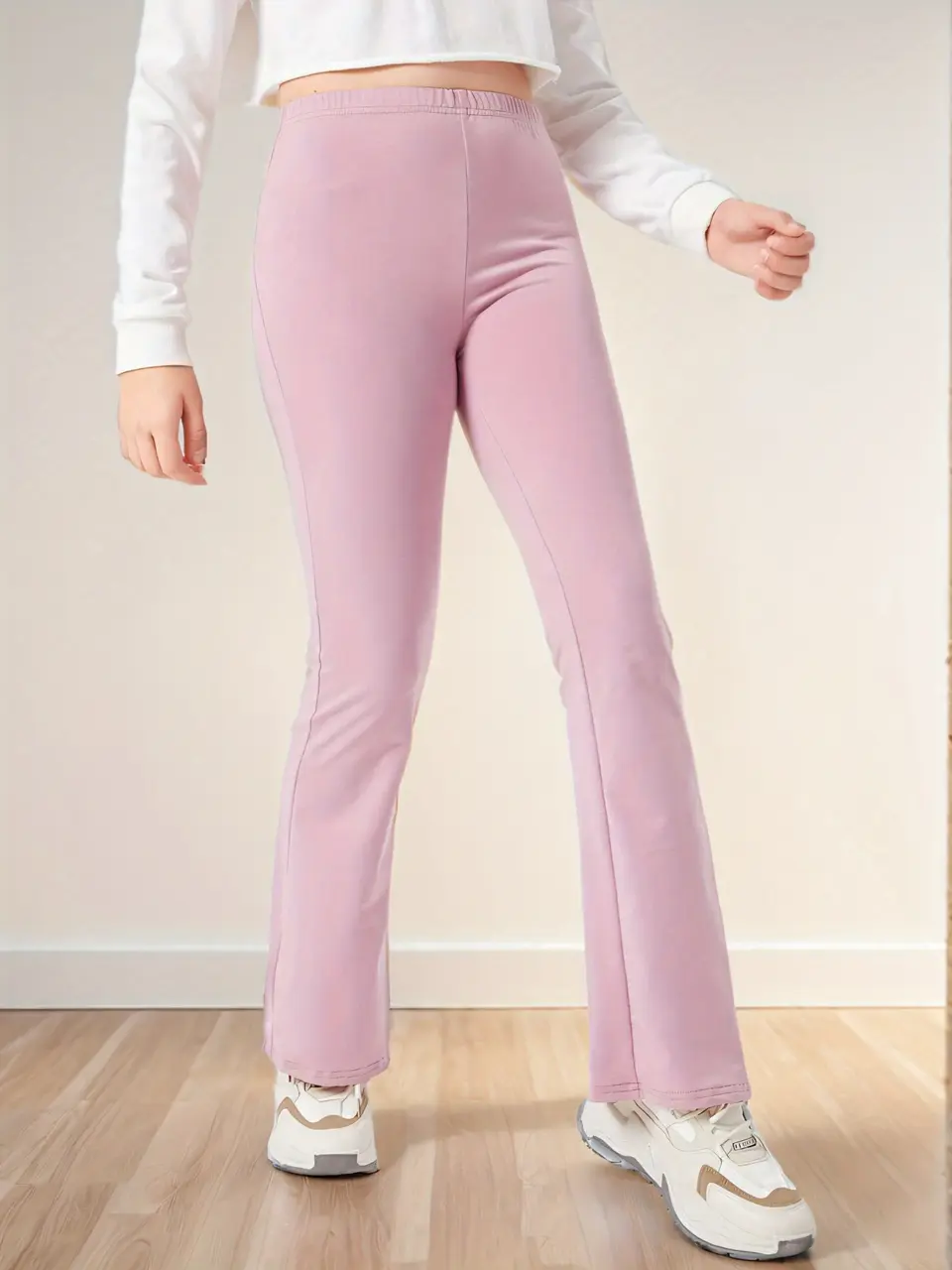 Girls Solid Color Casual Flare Pants by LUNORIANA