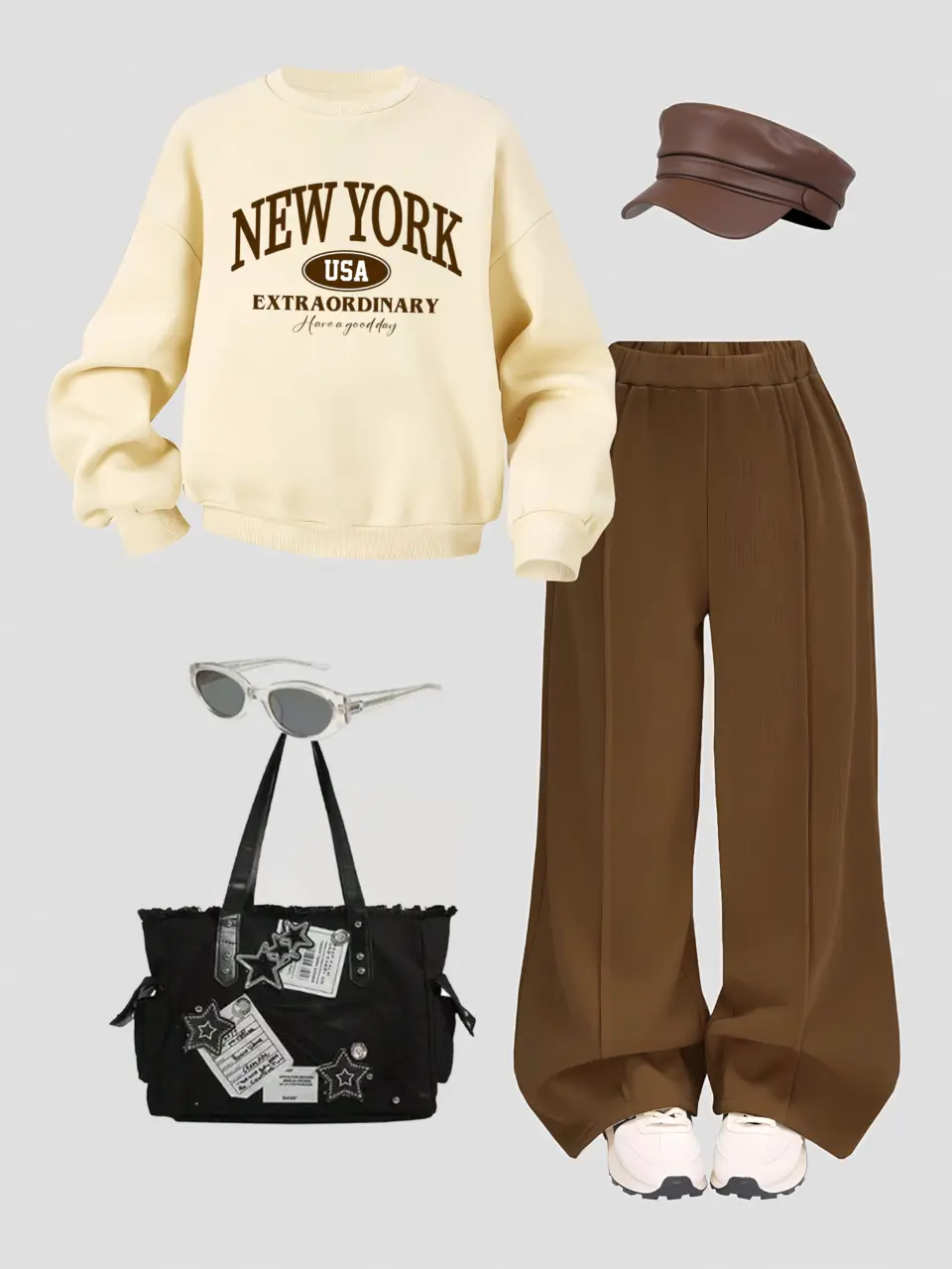 Girls New York Print Sweatshirt and Pants Set by LUNORIANA
