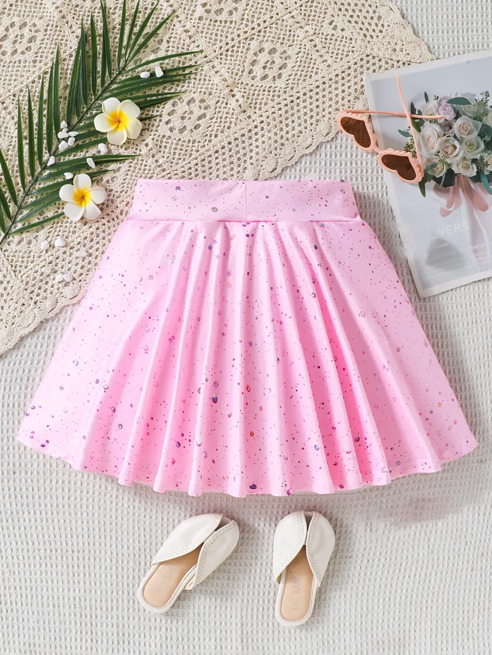 Girls Polka Dot Skirted Swimsuit, Soft Beach Vacation Outfit by LUNORIANA