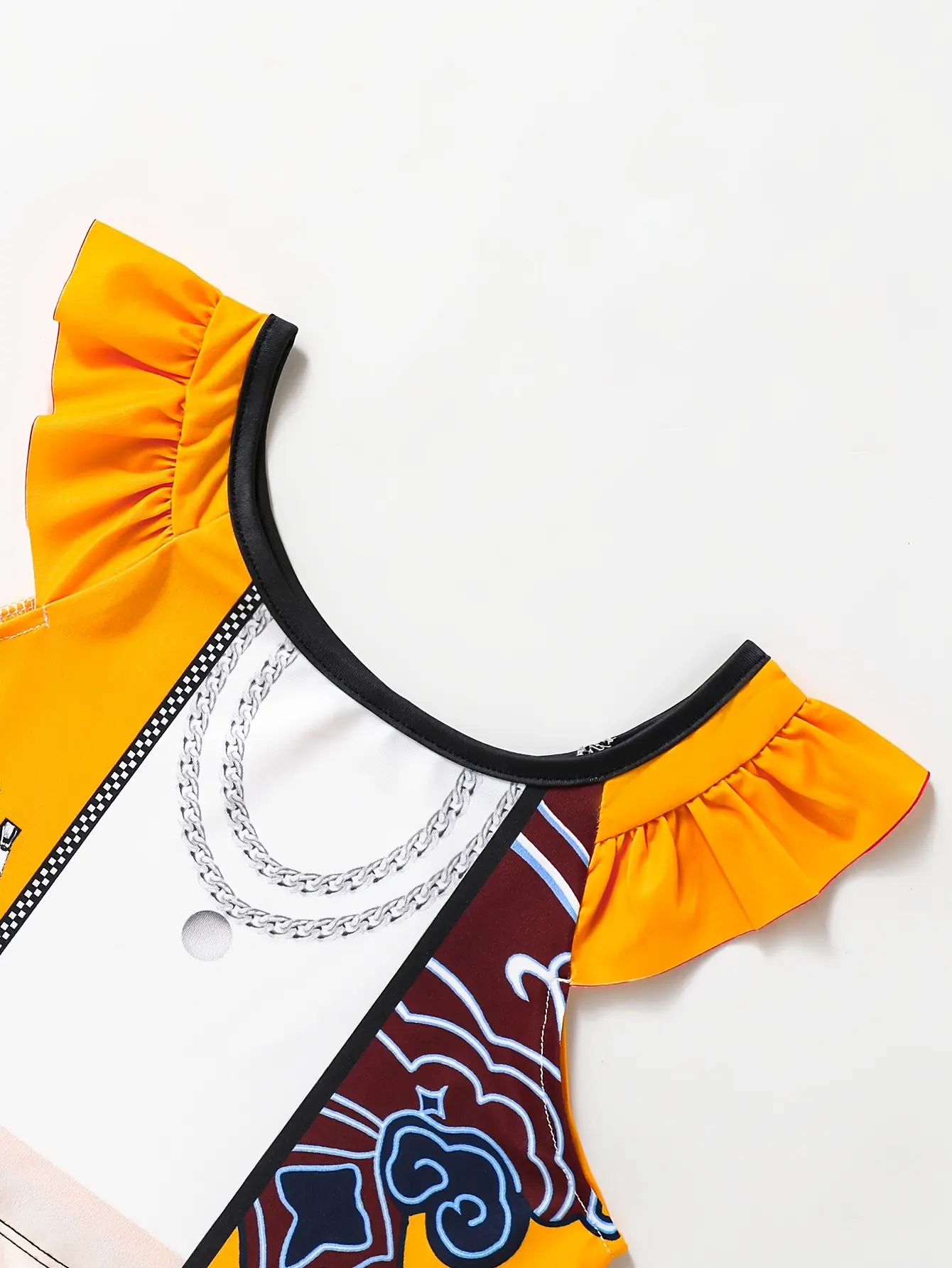 Girls Anime Print Two-Piece Swimsuit with Swim Cap gallery view