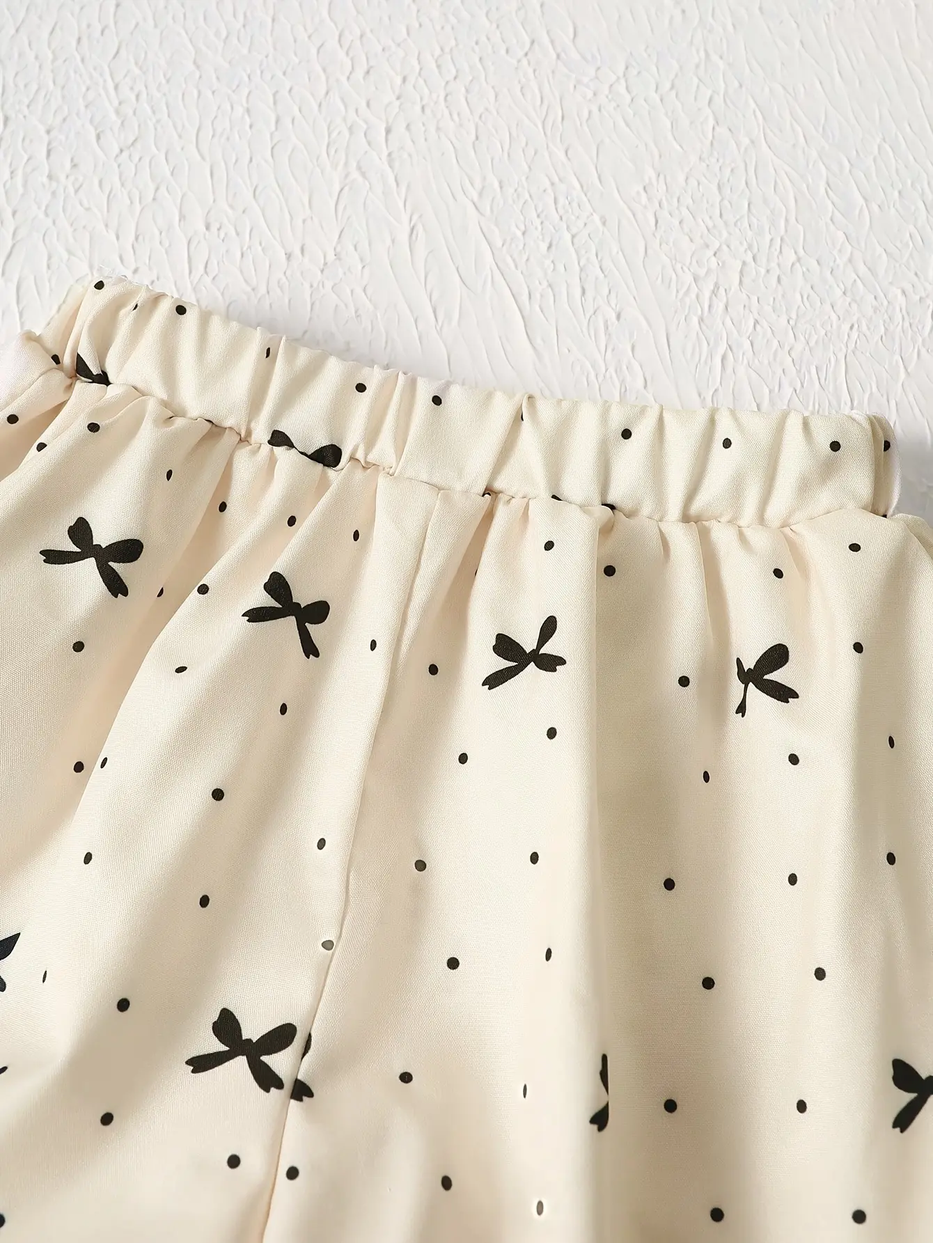 Girls Bow Strap Top and Shorts Set, Polka Dot Print Outfit gallery view
