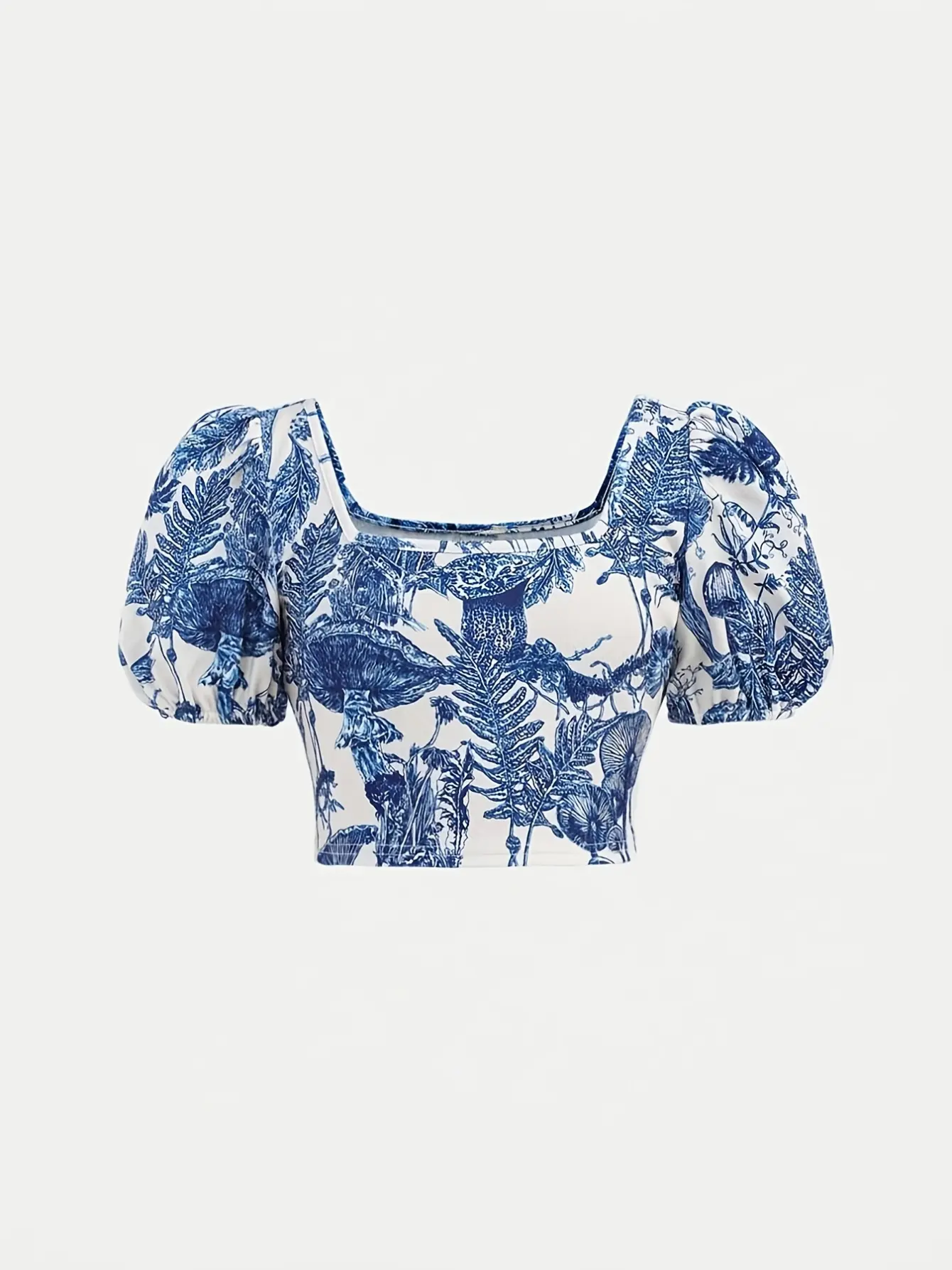 Girls Porcelain Print Puff Sleeve Top and Shorts Set gallery view