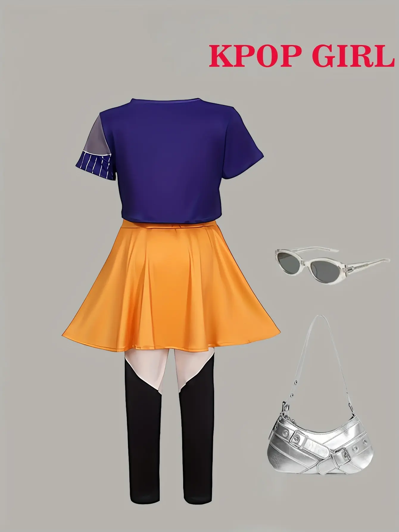 Girls Printed Stage Outfit Set, Crop Top and Skort gallery view