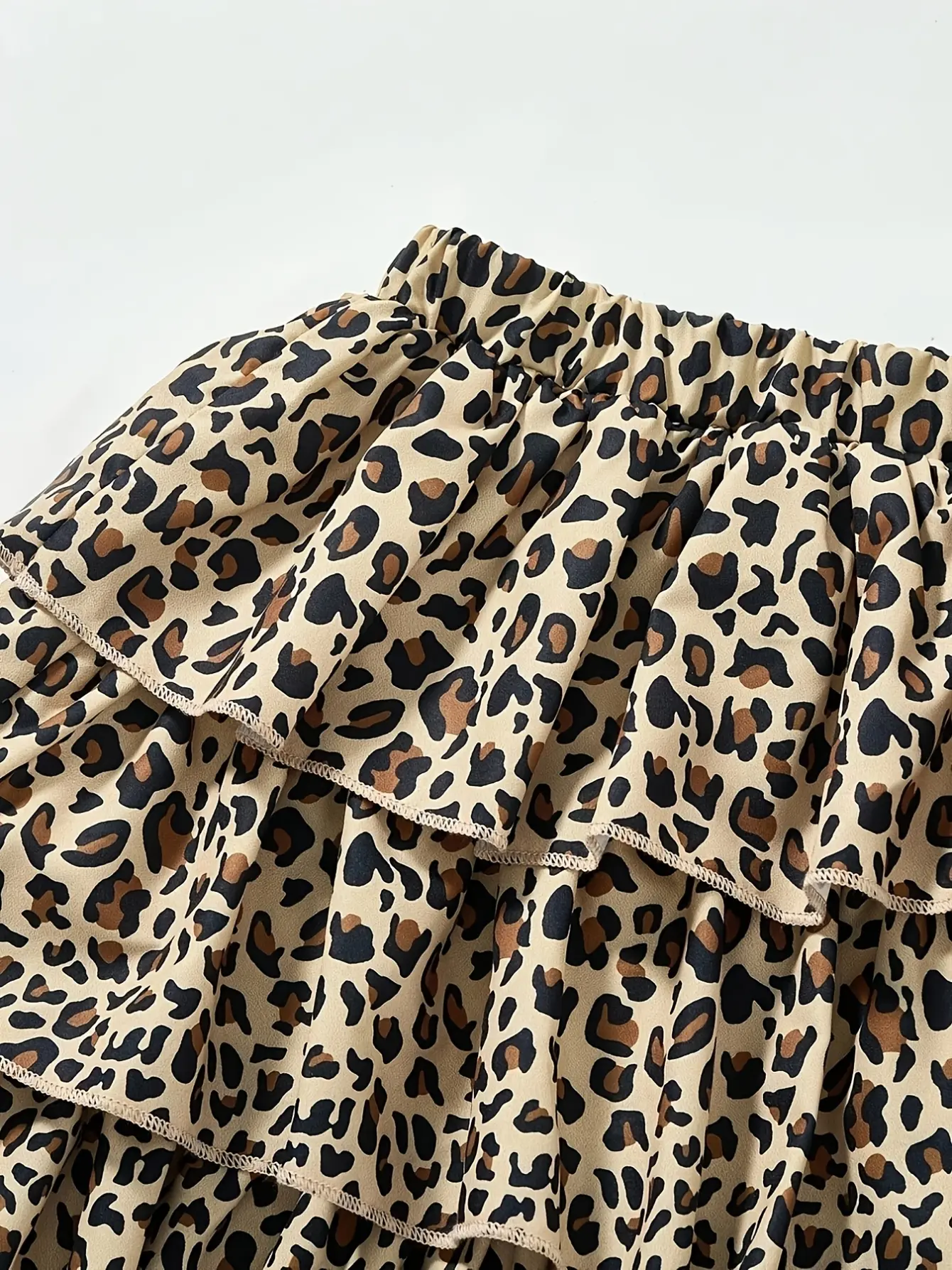 Girls Leopard Off-Shoulder Tee and Skirt Set gallery view