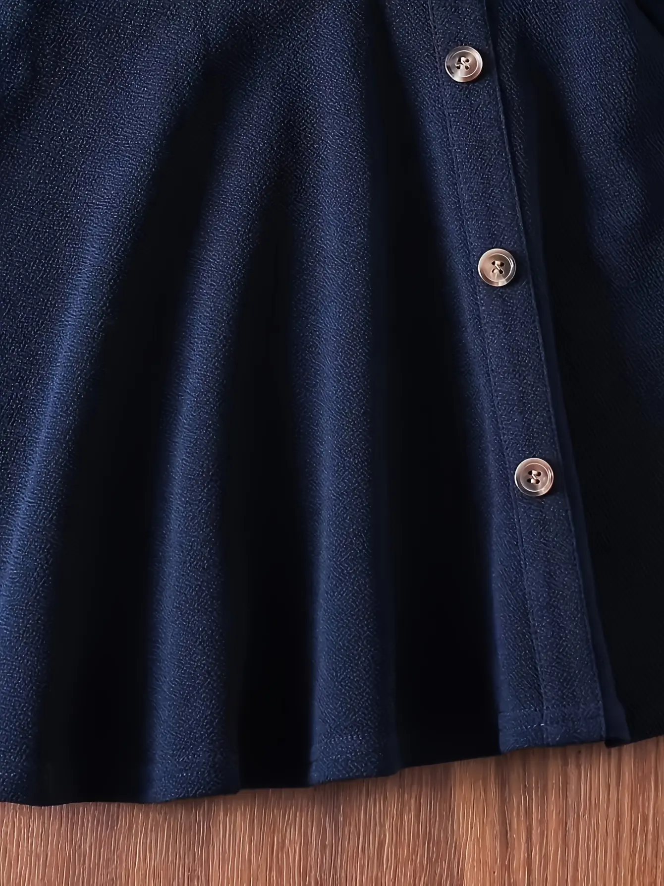 Girls Navy Princess Dress, Soft Solid Party Outfit gallery view