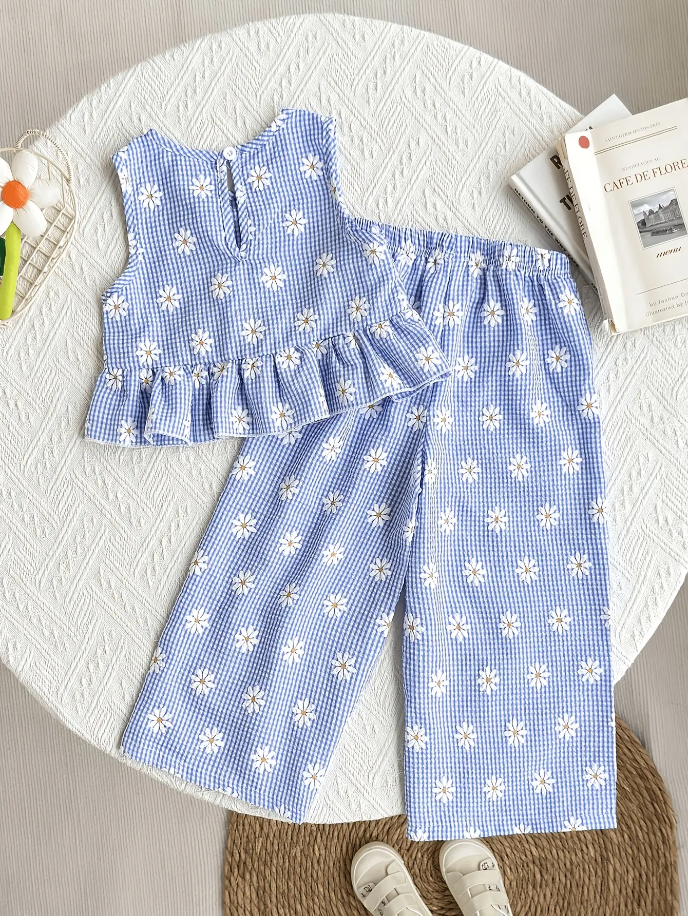 Girls Daisy Plaid Tank Top and Pants Set gallery view