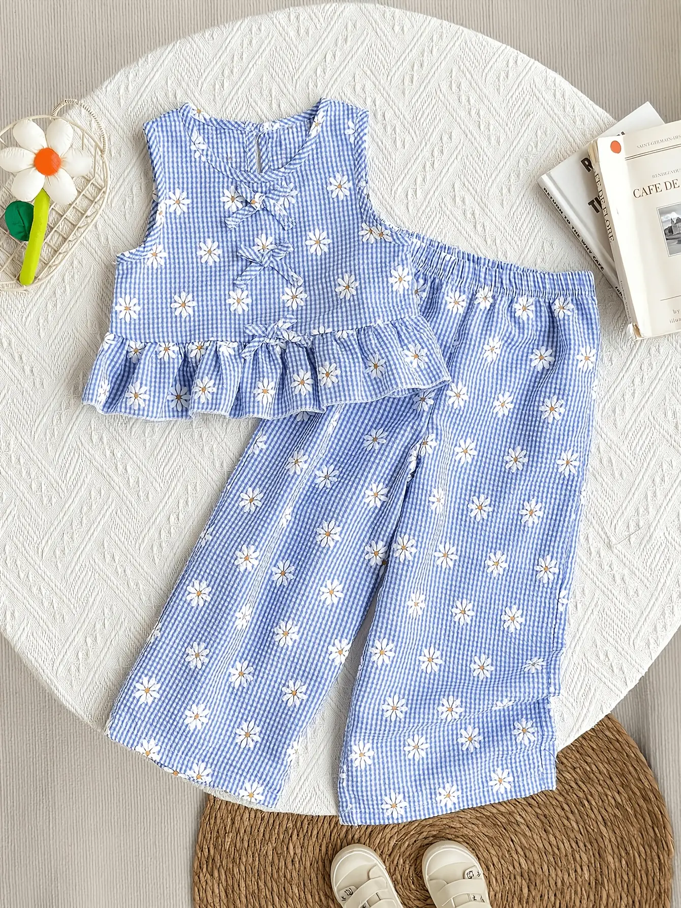 Girls Daisy Plaid Tank Top and Pants Set gallery view