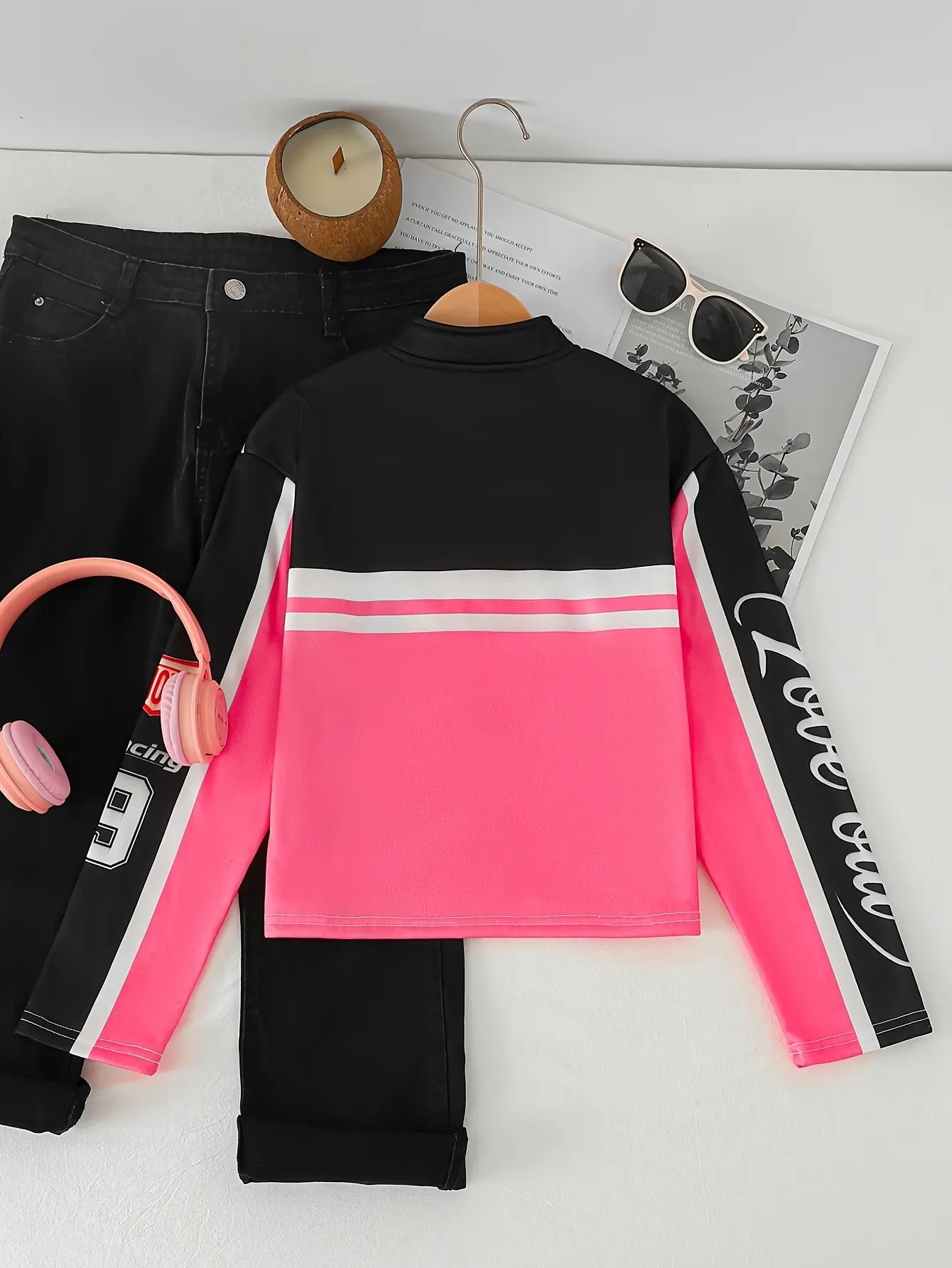 Girls Moto Print Jacket, Cool Casual Outerwear gallery view