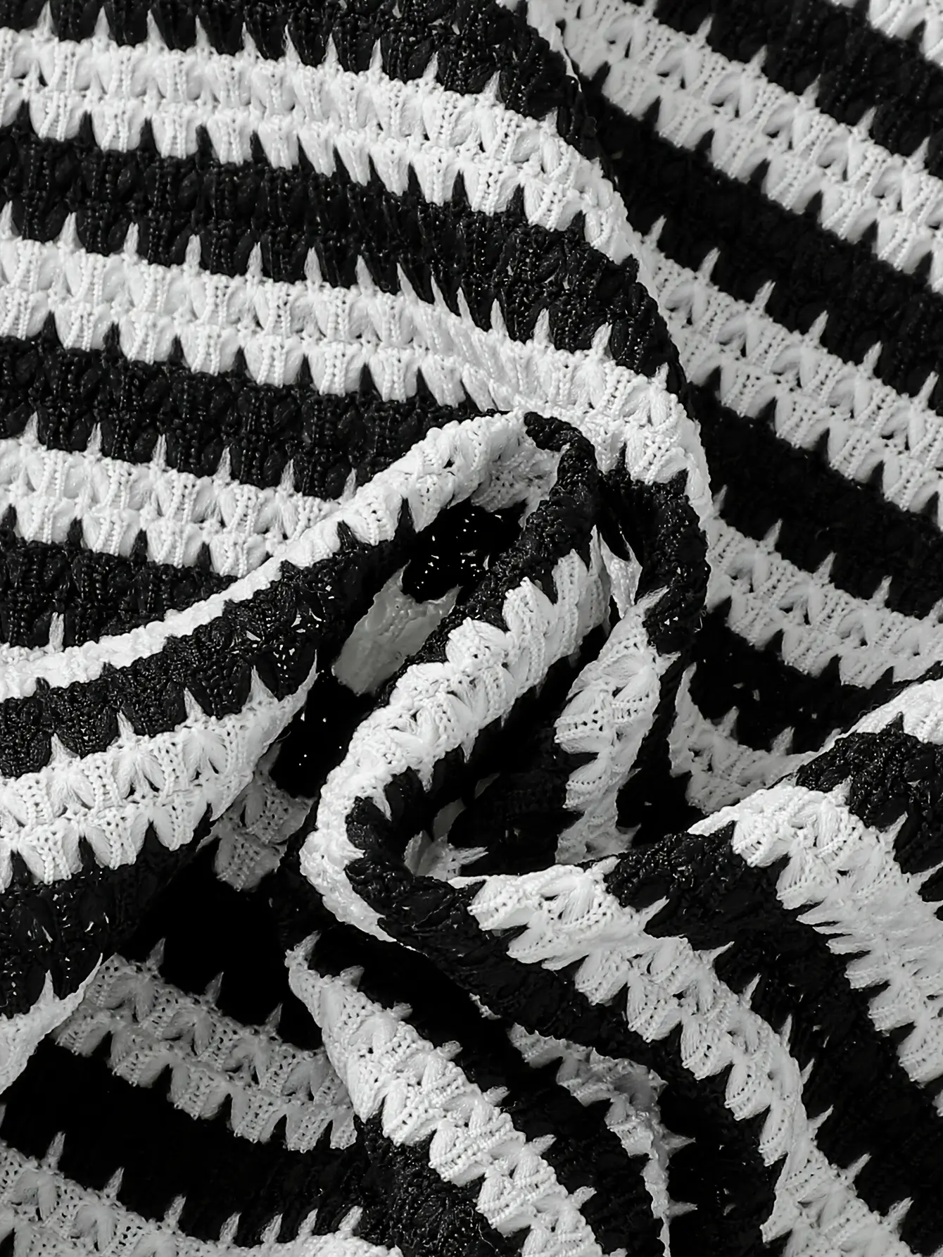Girls Black and White Striped Knit Cami Dress gallery view