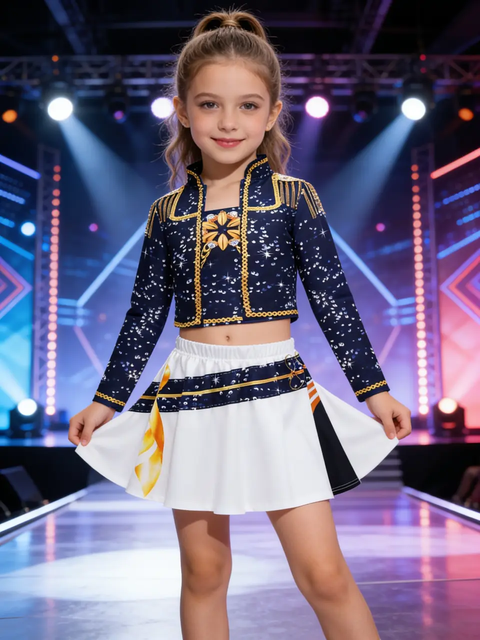 Girls Kpop Anime 3-Piece Stage Outfit with Skirt by LUNORIANA