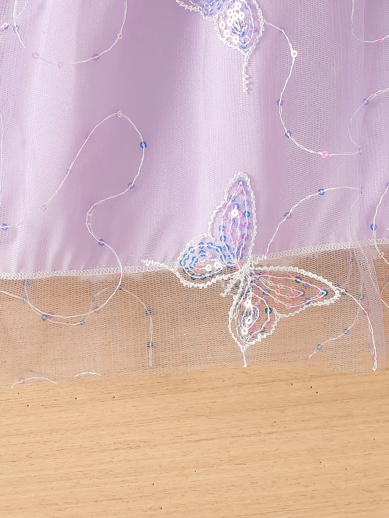 Detail 6 of Girls Butterfly Beaded Sequin Tulle Dress by LUNORIANA