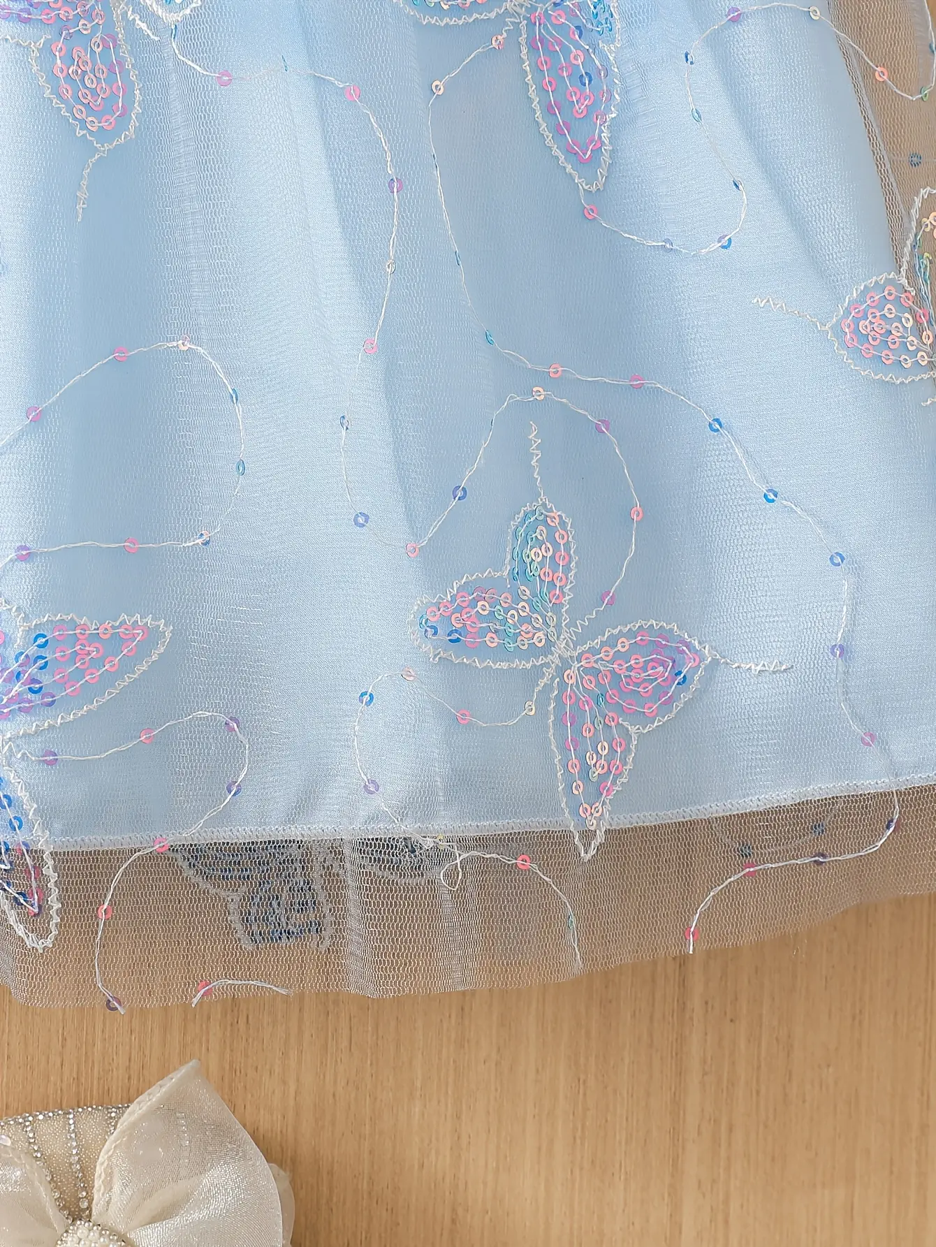 Detail 12 of Girls Butterfly Beaded Sequin Tulle Dress by LUNORIANA