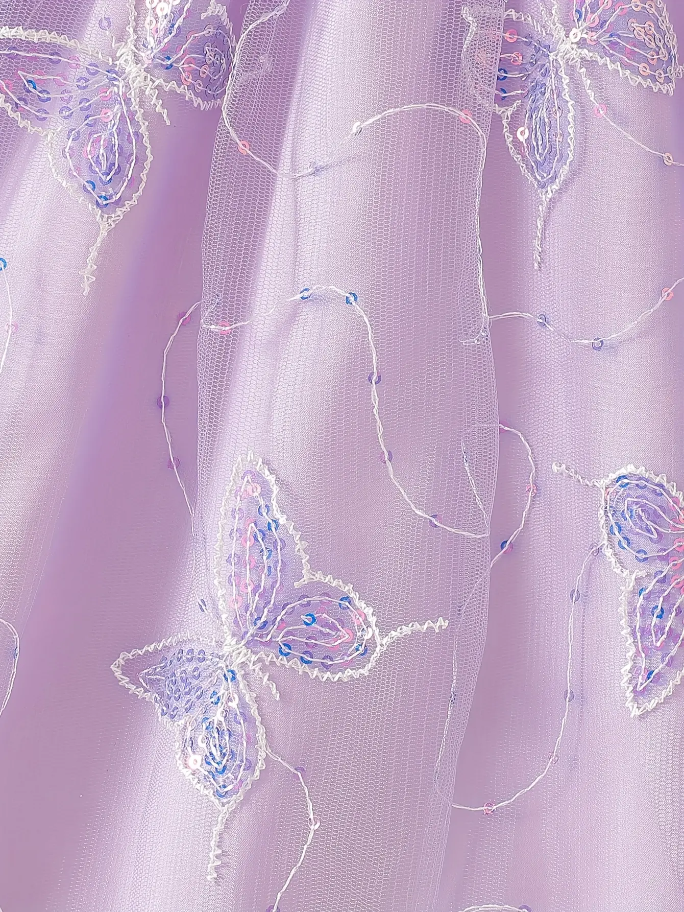 Detail 5 of Girls Butterfly Beaded Sequin Tulle Dress by LUNORIANA