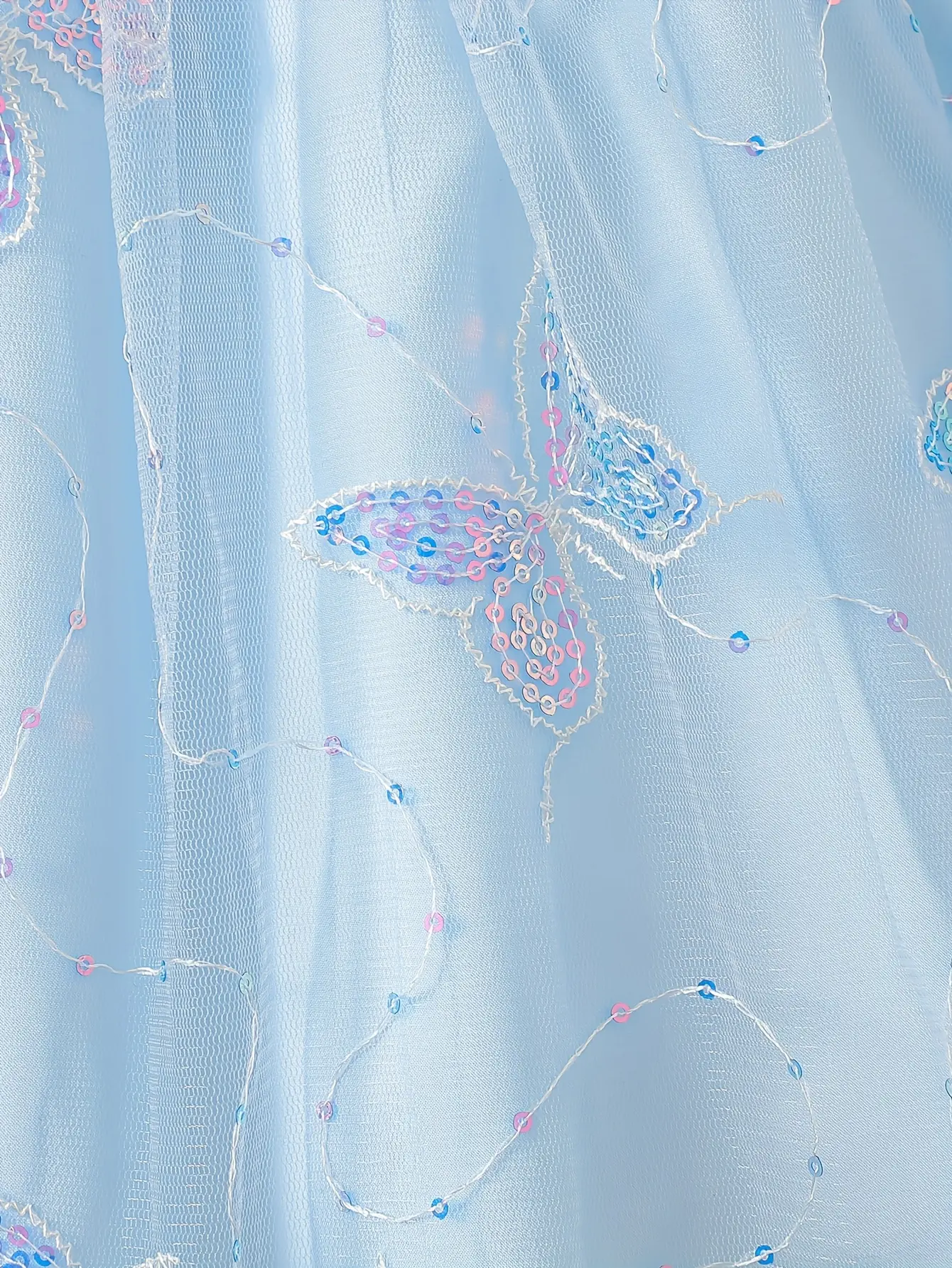 Detail 11 of Girls Butterfly Beaded Sequin Tulle Dress by LUNORIANA