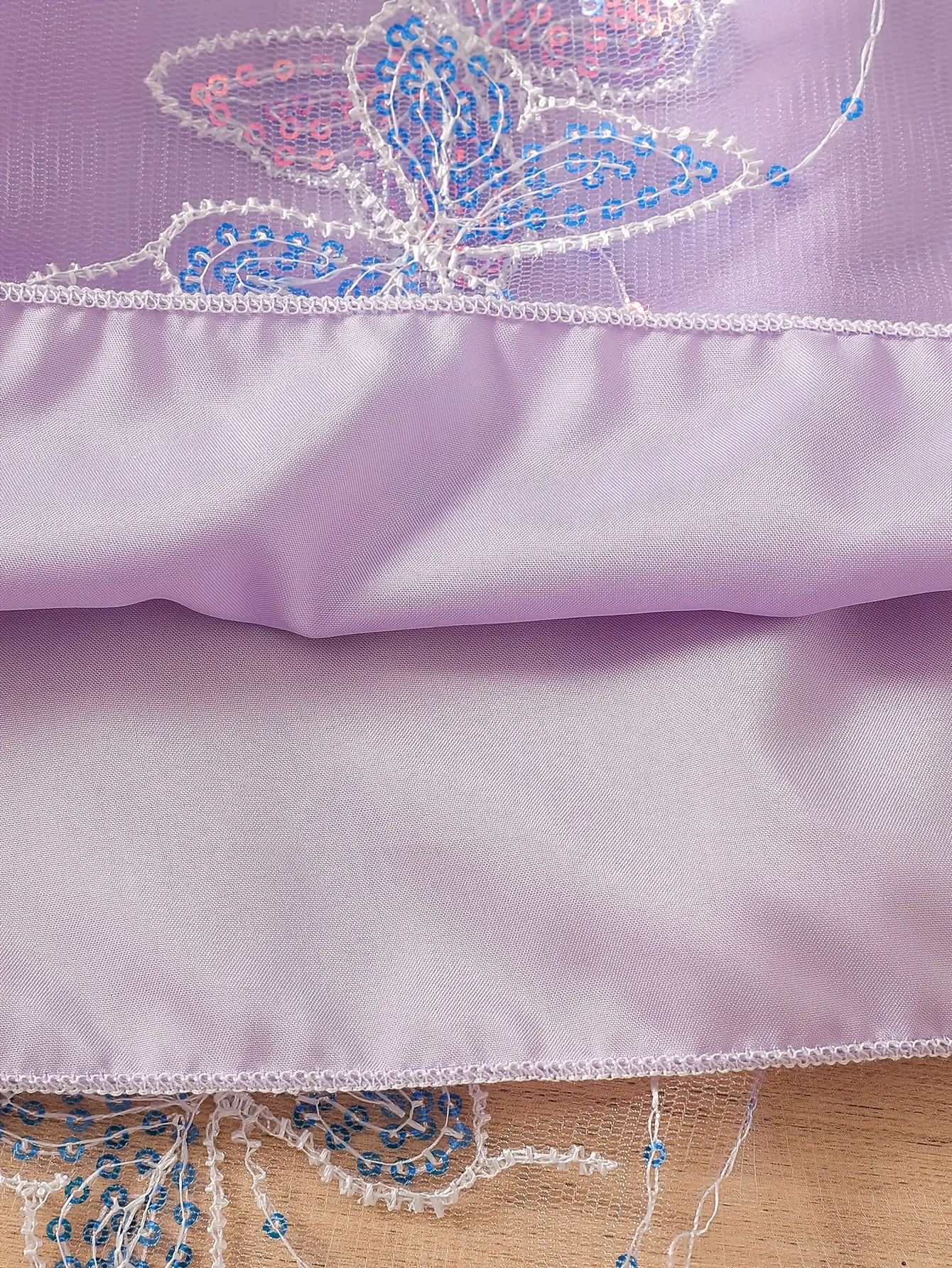 Detail 7 of Girls Butterfly Beaded Sequin Tulle Dress by LUNORIANA