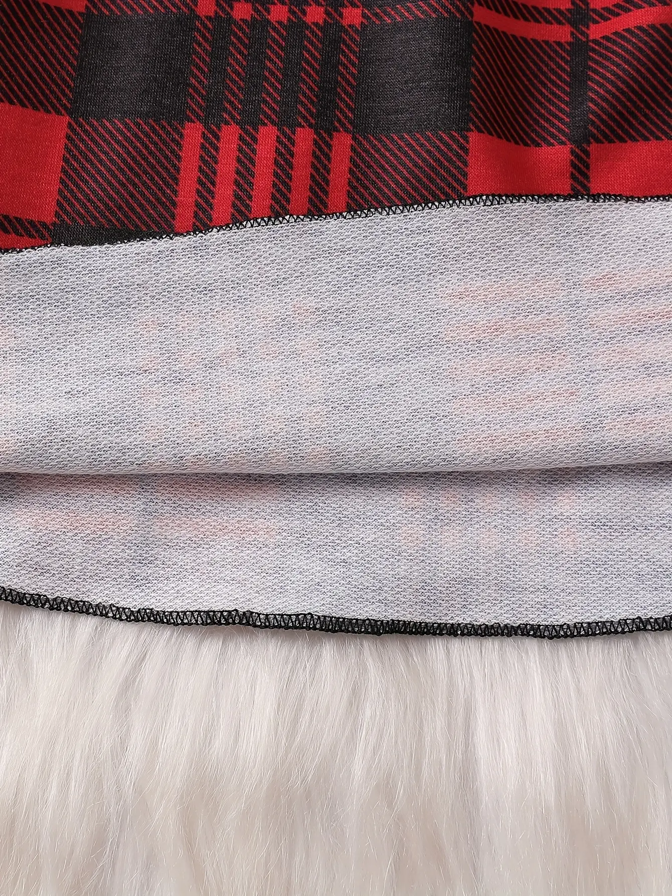 Detail 6 of Girls Plaid Panel Long Sleeve Dress by LUNORIANA