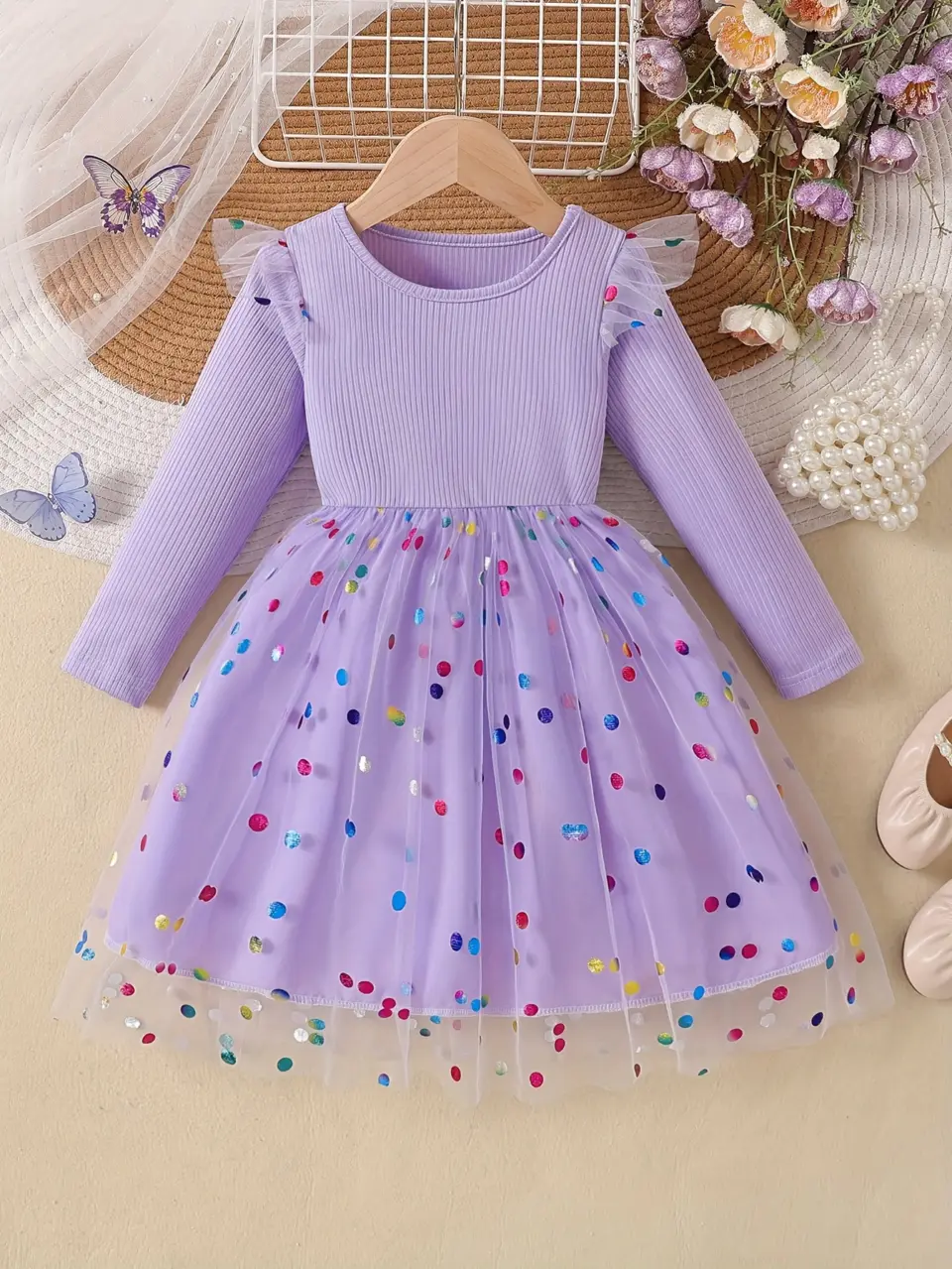 Girls Colorful Polka Dot Tulle Princess Dress by LUNORIANA