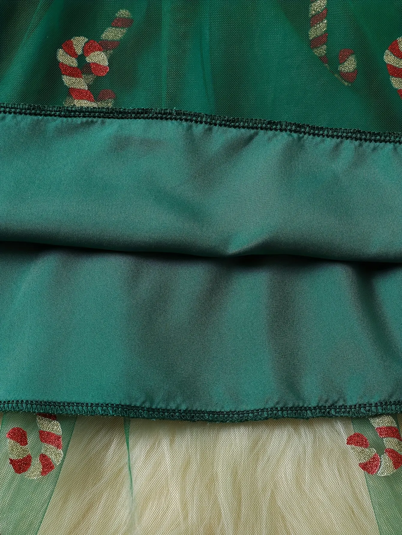 Detail 7 of Girls Christmas Print Tulle Dress with Double Bows by LUNORIANA