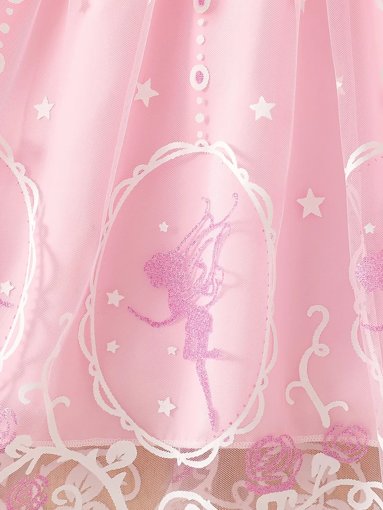 Detail 12 of Girls Puff Sleeve Printed Tulle Dress by LUNORIANA
