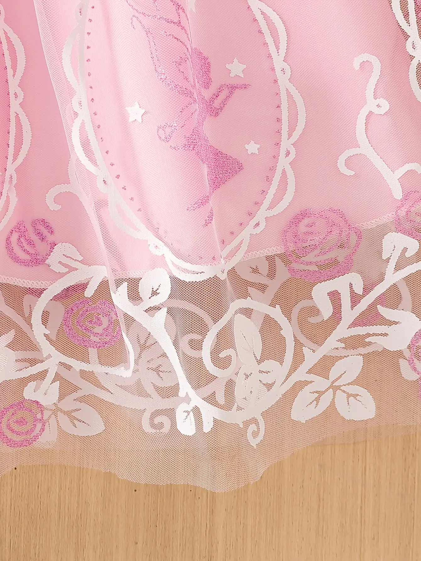 Detail 13 of Girls Puff Sleeve Printed Tulle Dress by LUNORIANA