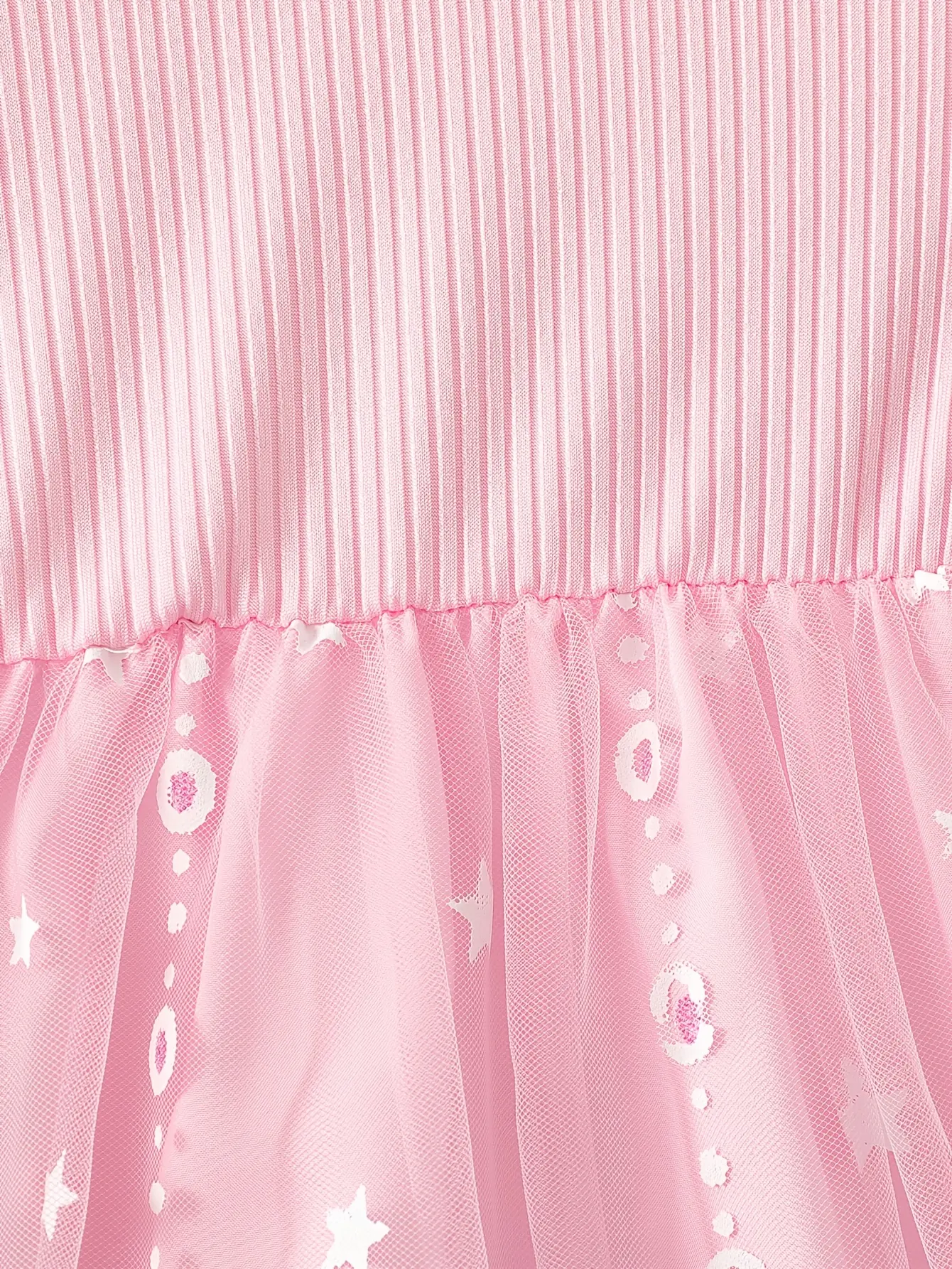 Detail 10 of Girls Puff Sleeve Printed Tulle Dress by LUNORIANA