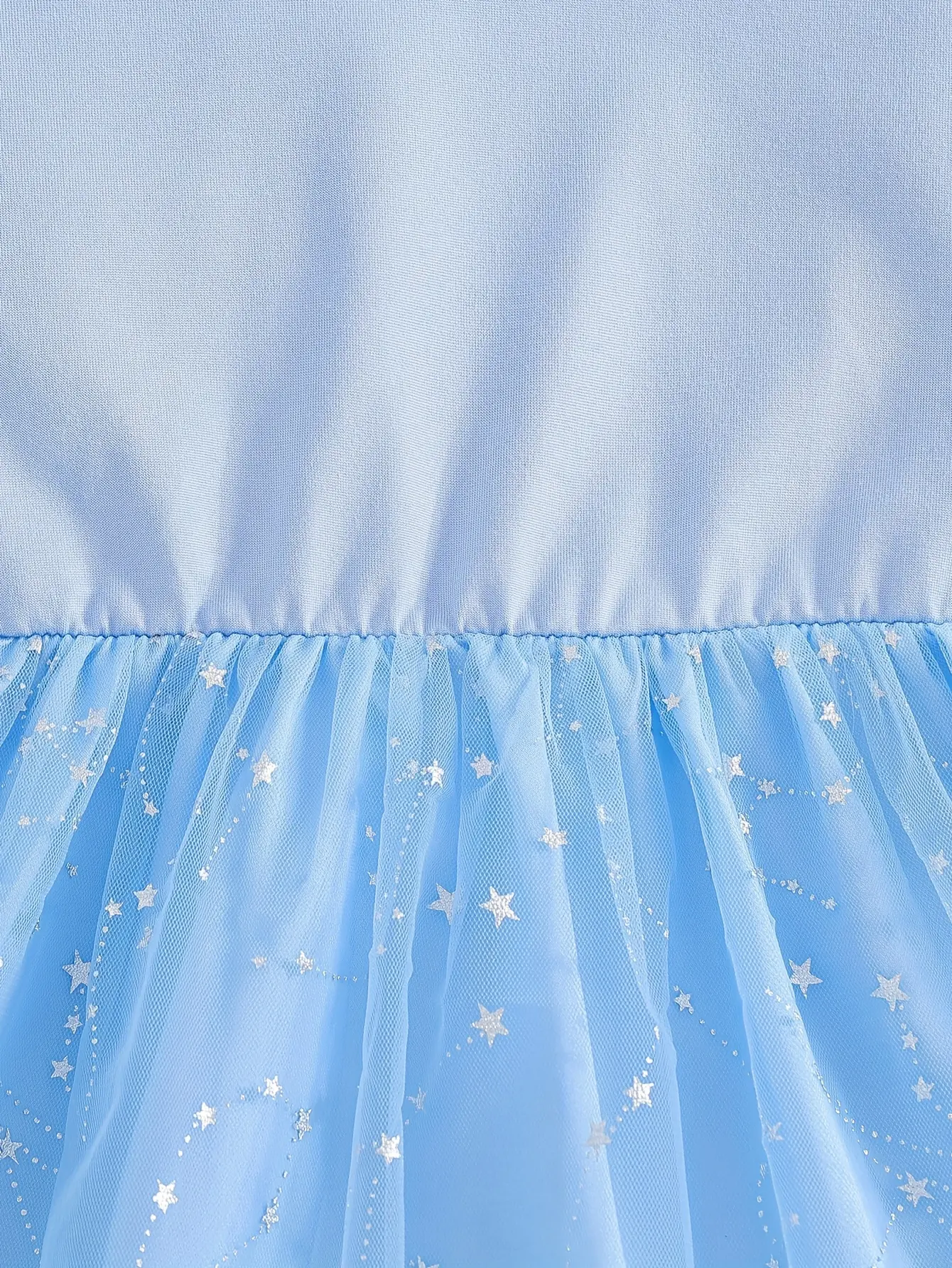 Detail 4 of Girls Star Sequin Tulle Dress with Flare Sleeves by LUNORIANA