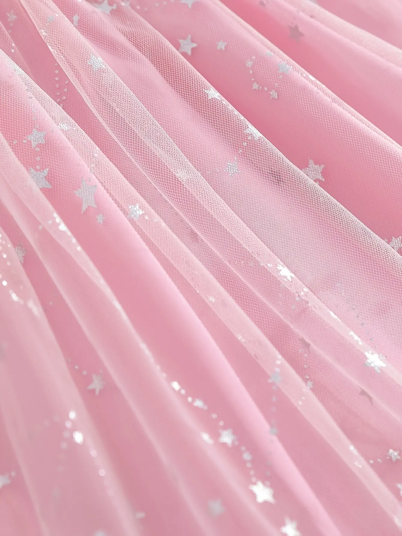 Detail 11 of Girls Star Sequin Tulle Dress with Flare Sleeves by LUNORIANA