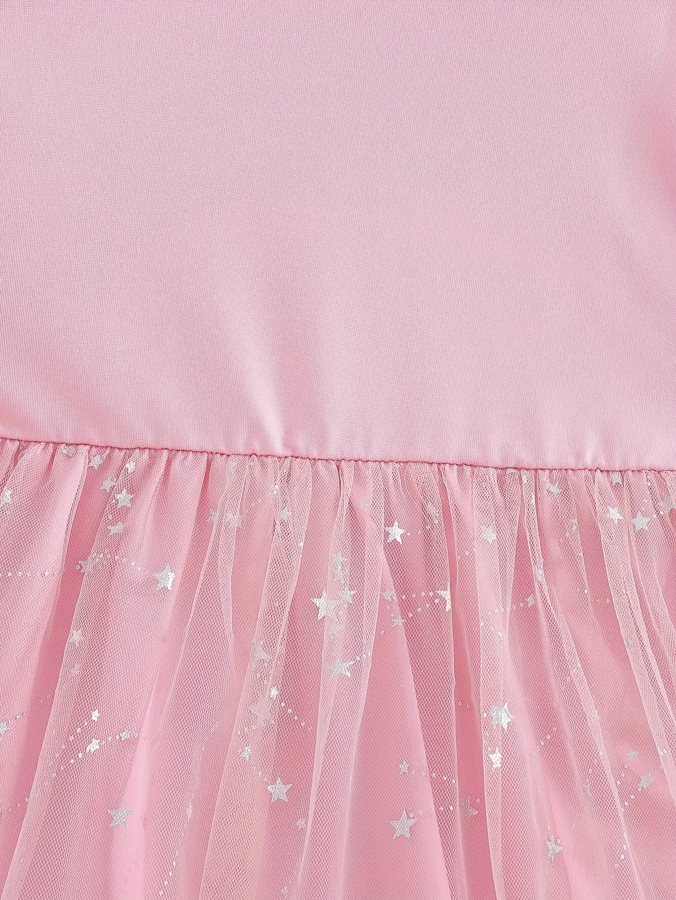 Detail 9 of Girls Star Sequin Tulle Dress with Flare Sleeves by LUNORIANA
