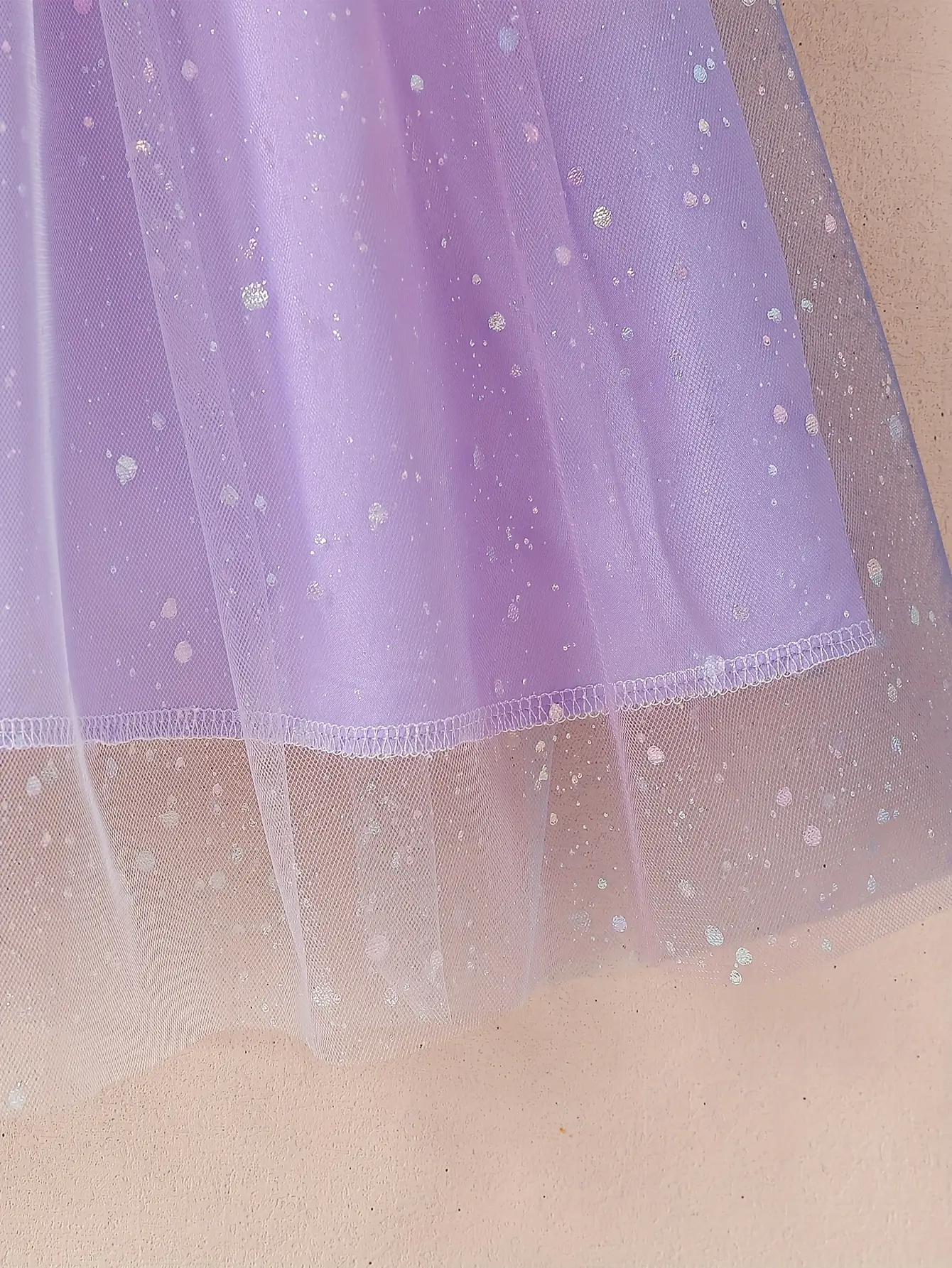Detail 5 of Girls Double Bow Long Sleeve Tulle Dress by LUNORIANA