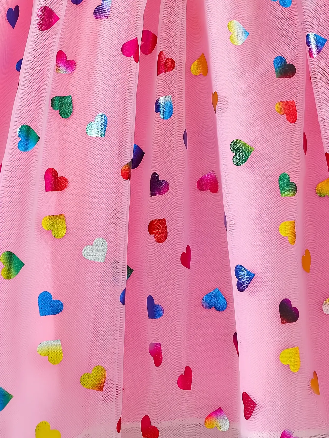 Girls Pink 67 Graphic Heart Tulle Dress gallery view