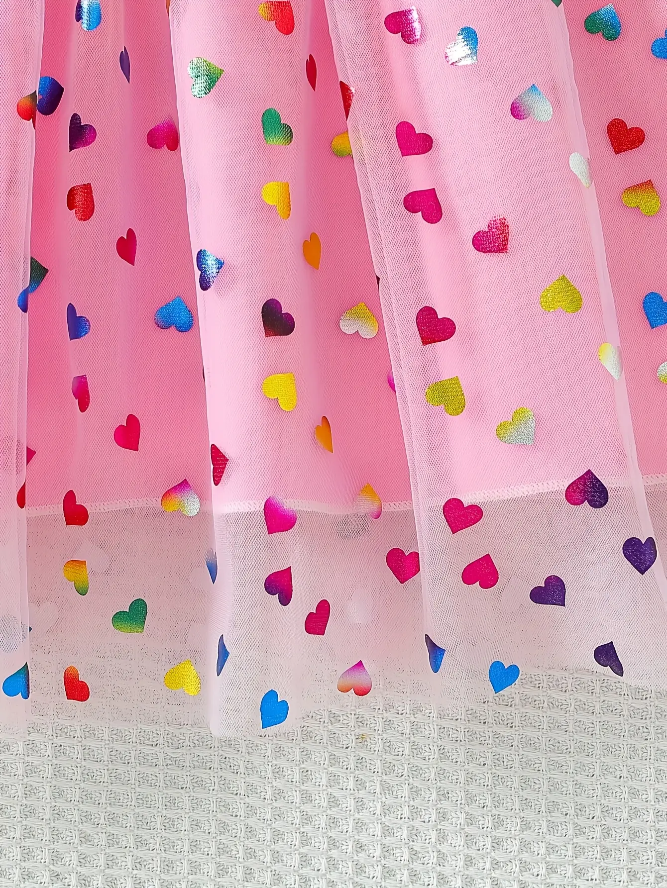 Girls Pink 67 Graphic Heart Tulle Dress gallery view