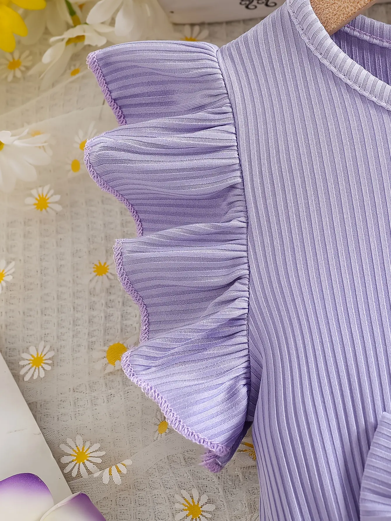 Detail 4 of Girls Daisy Print Tulle Dress with Bow Detail by LUNORIANA