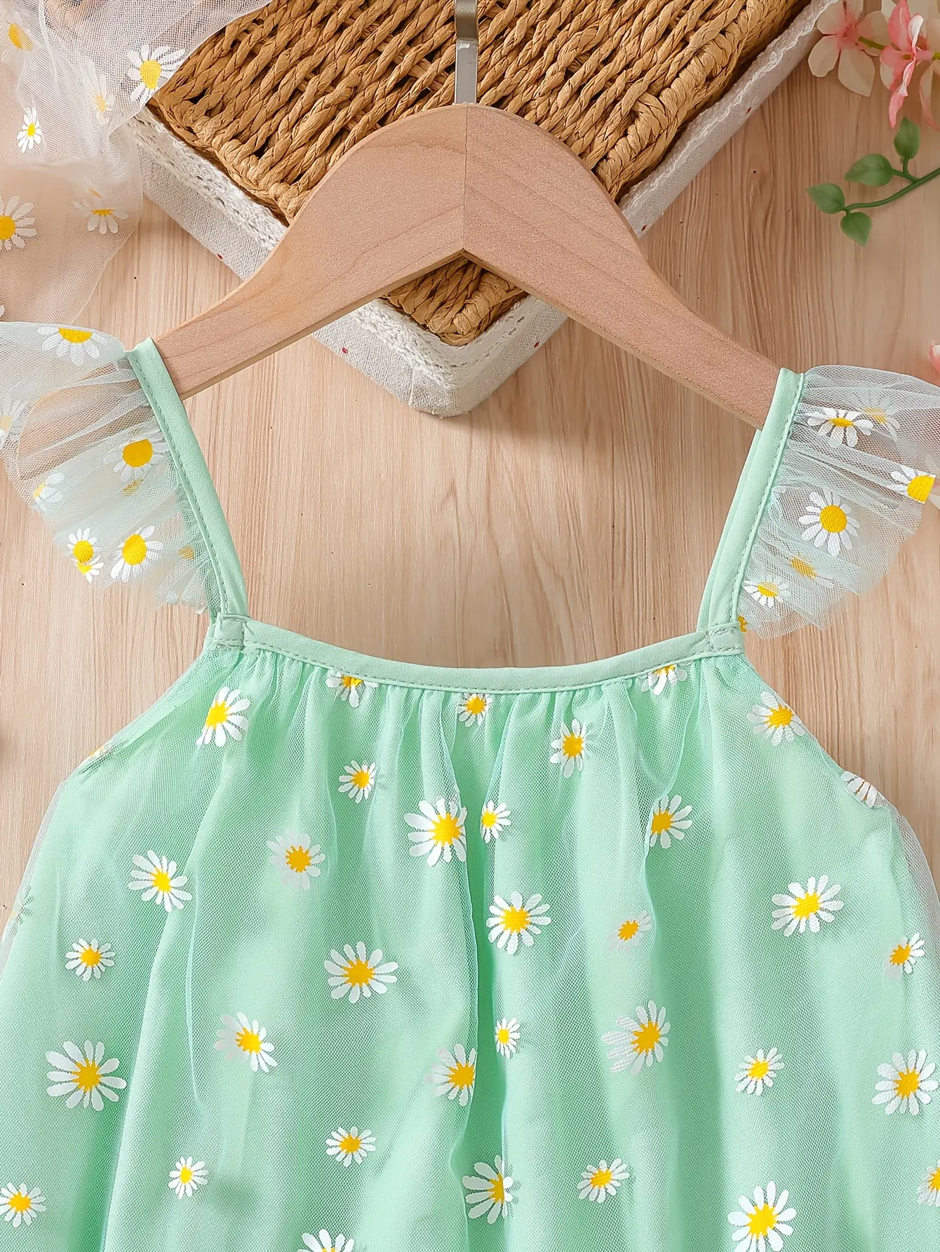 Detail 2 of Girls Daisy Tulle Cami Summer Dress by LUNORIANA