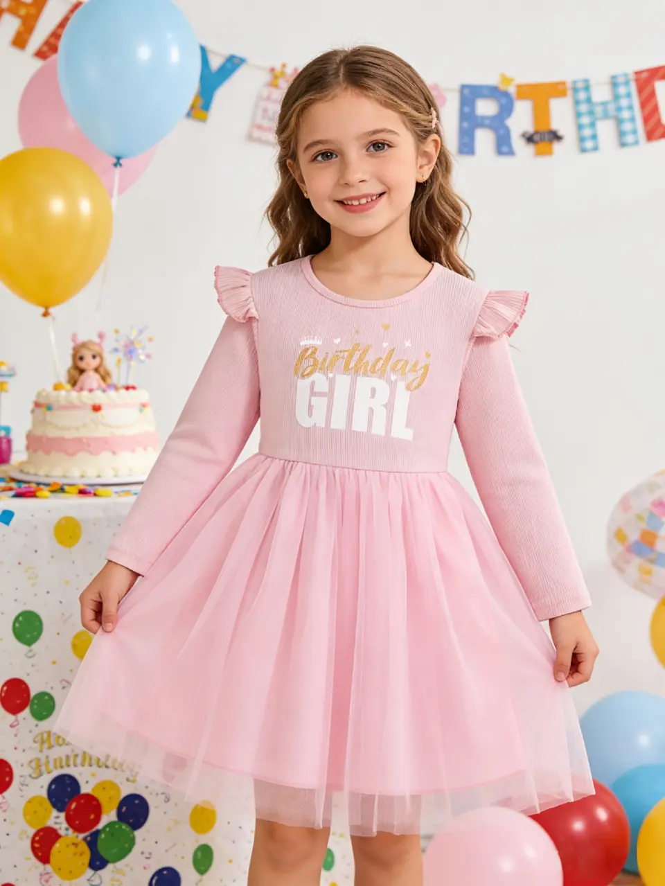 Girls Pink Birthday Princess Tulle Dress by LUNORIANA