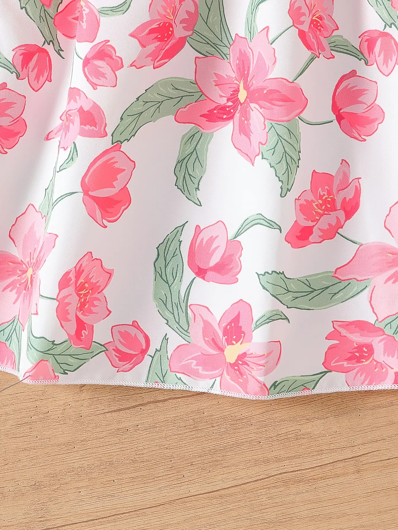 Detail 5 of Girls Floral Sleeveless Bow Strap Summer Dress by LUNORIANA