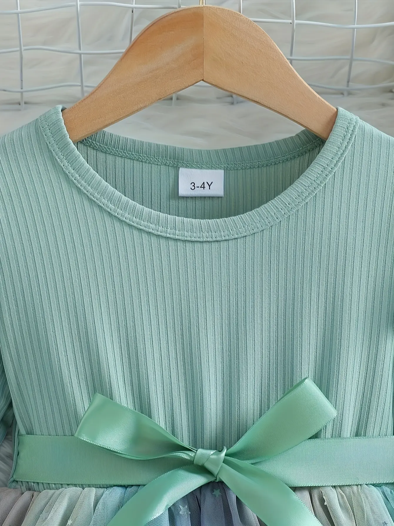 Girls Long Sleeve Star Sequin Tulle Dress gallery view