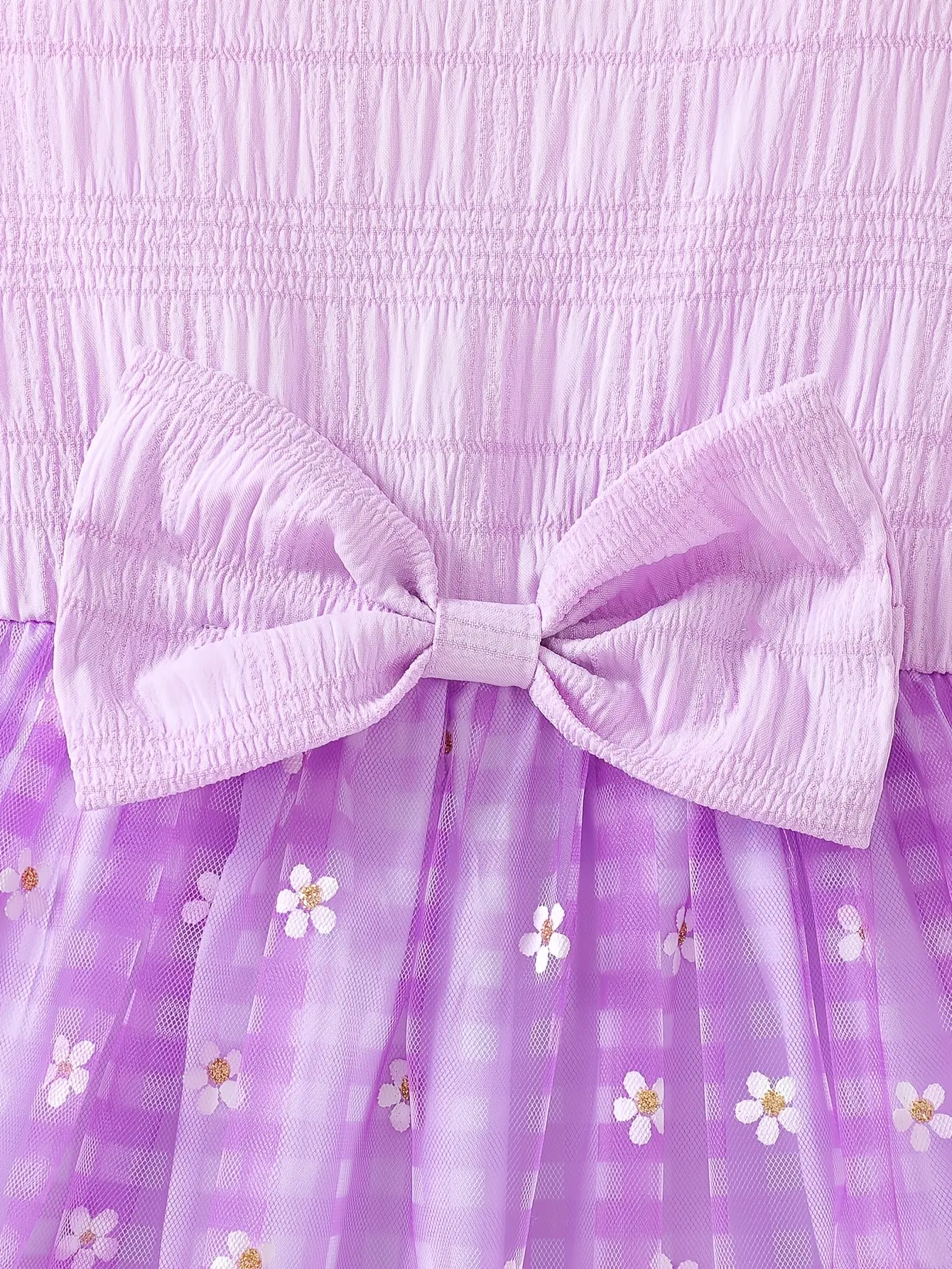 Detail 10 of Girls One-Shoulder Plaid Floral Dress by LUNORIANA
