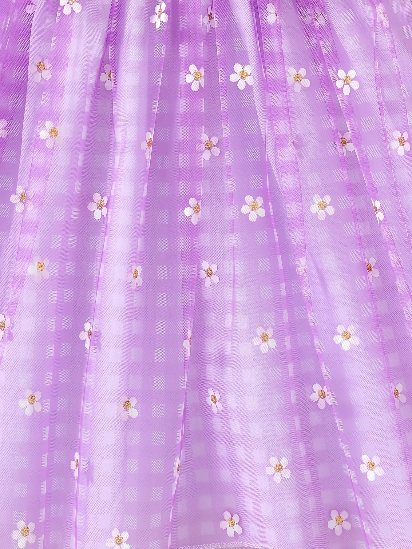 Detail 11 of Girls One-Shoulder Plaid Floral Dress by LUNORIANA