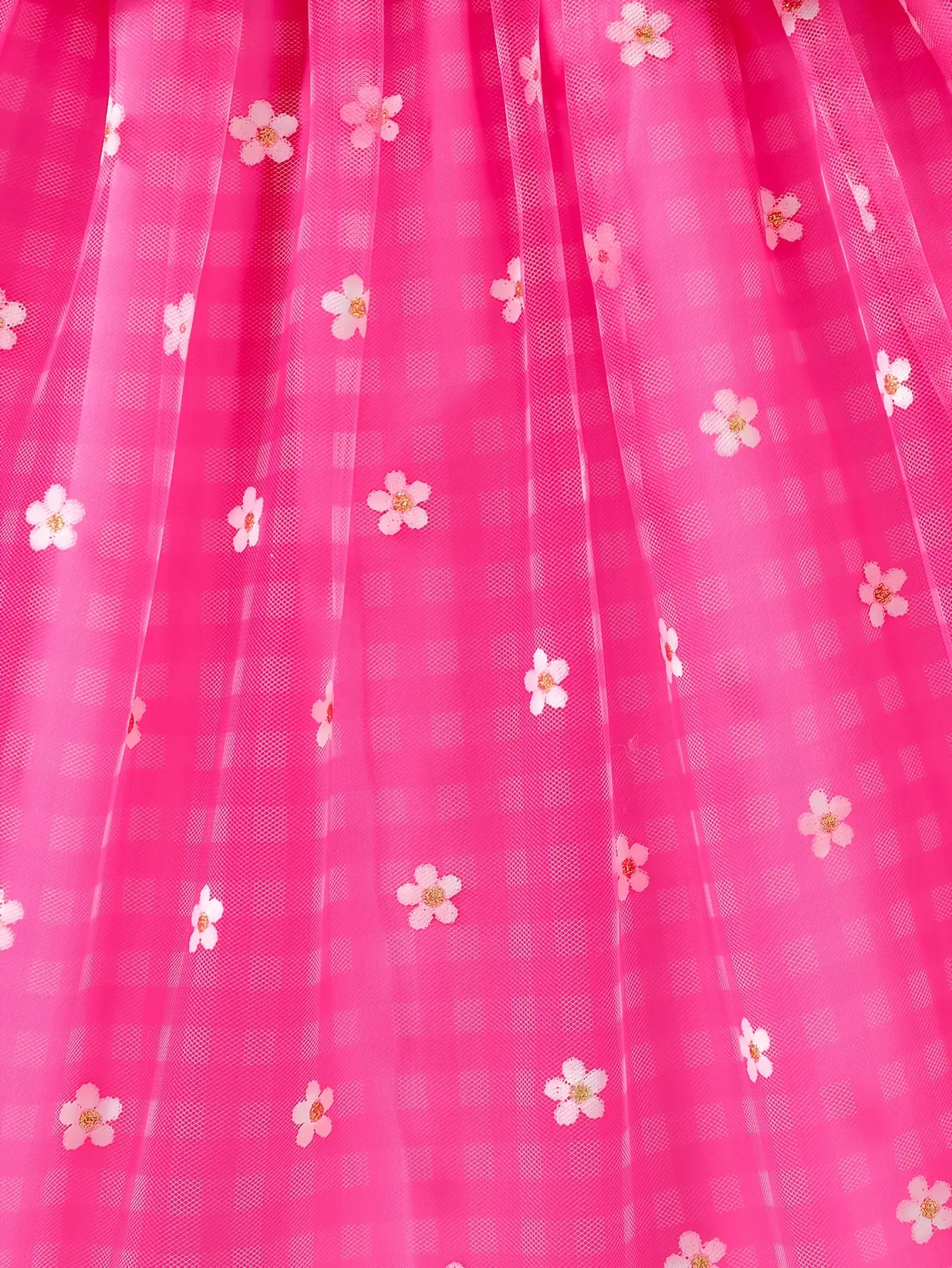 Detail 16 of Girls One-Shoulder Plaid Floral Dress by LUNORIANA